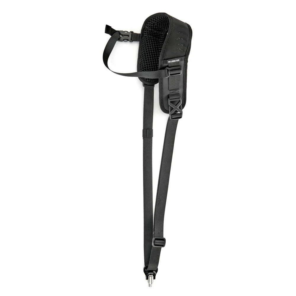 Black shoulder strap on a white background