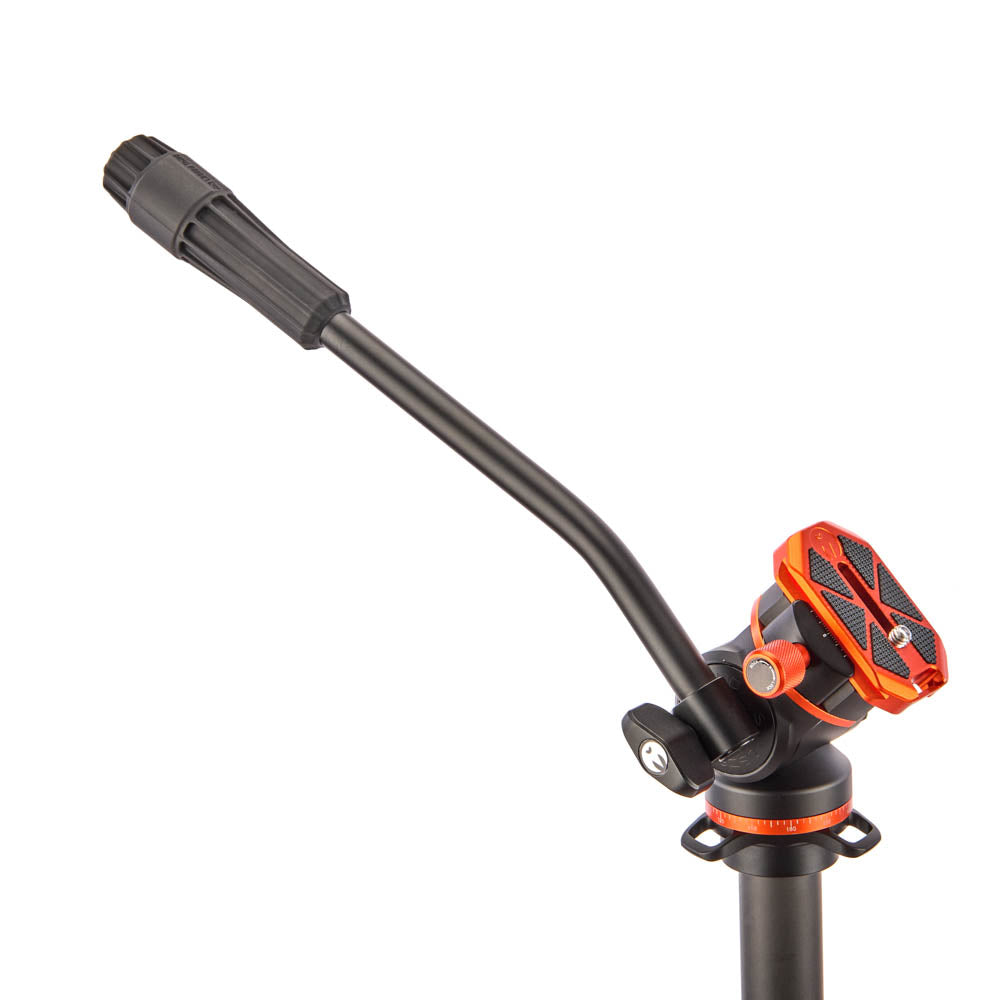 Black and orange garden hose nozzle on a white background