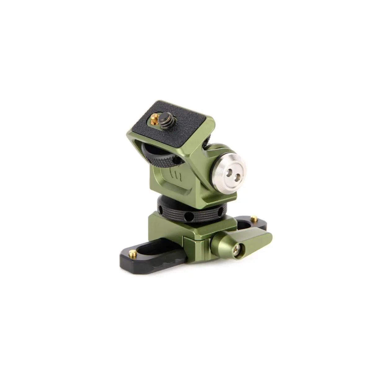 Green camera lens mount on a white background