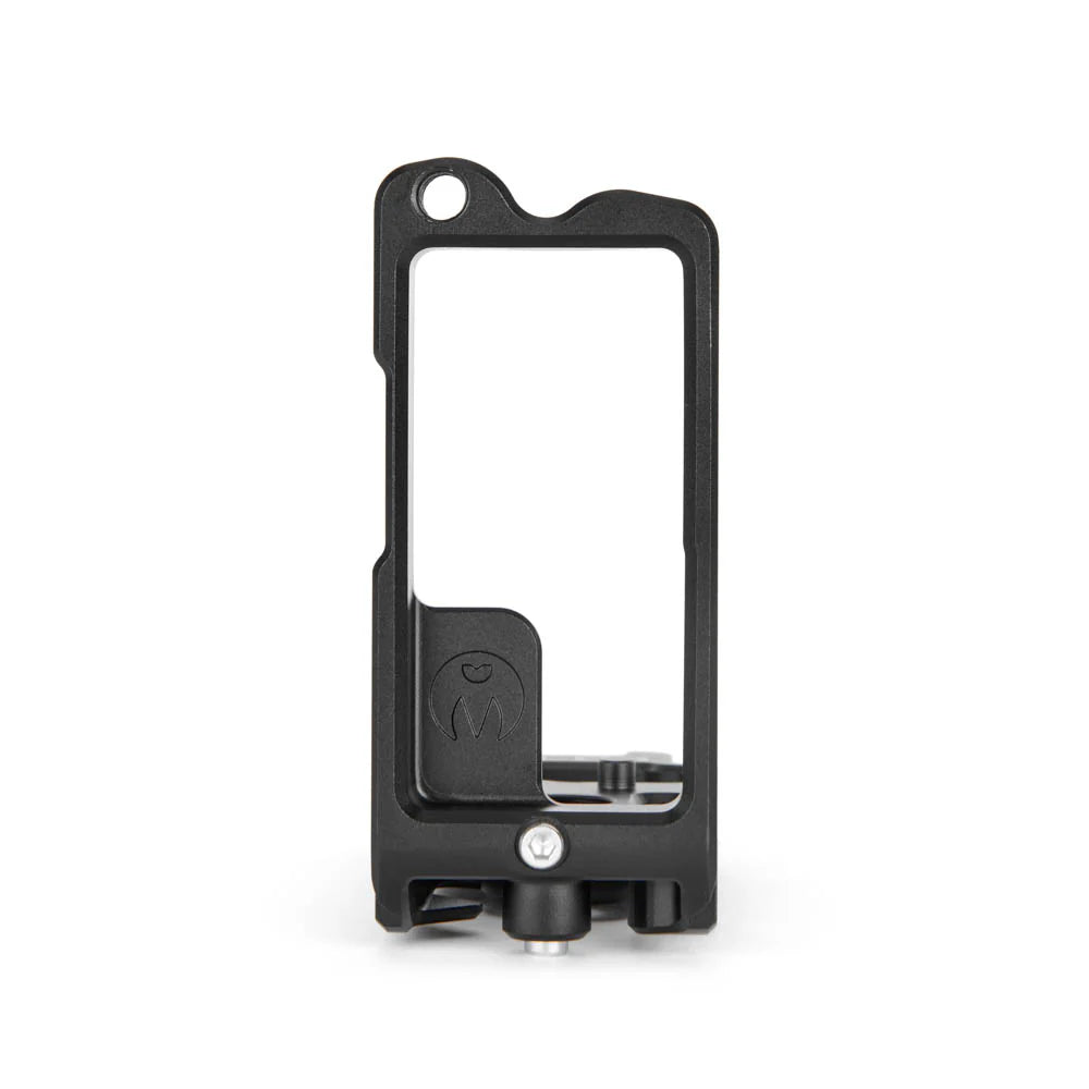 Black phone case with a unique design on a white background