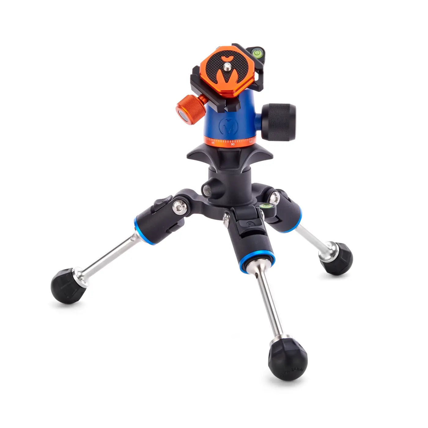 Camera tripod head with adjustable angles on a white background