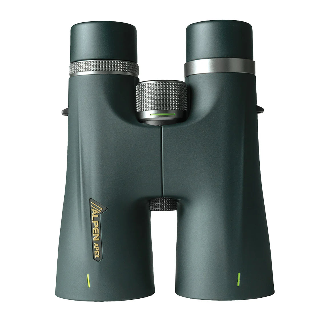Green binoculars with a brand logo on a white background