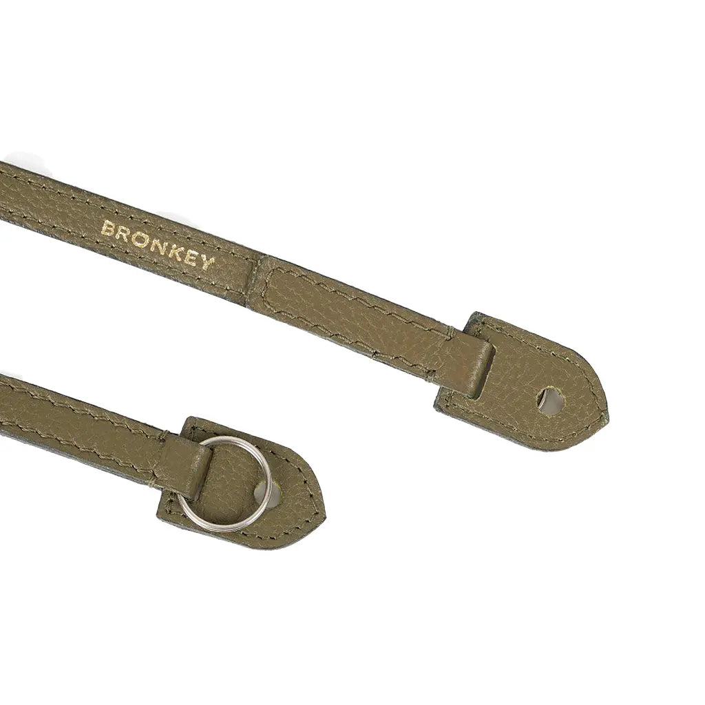 Brown leather dog collar with ring on a white background
