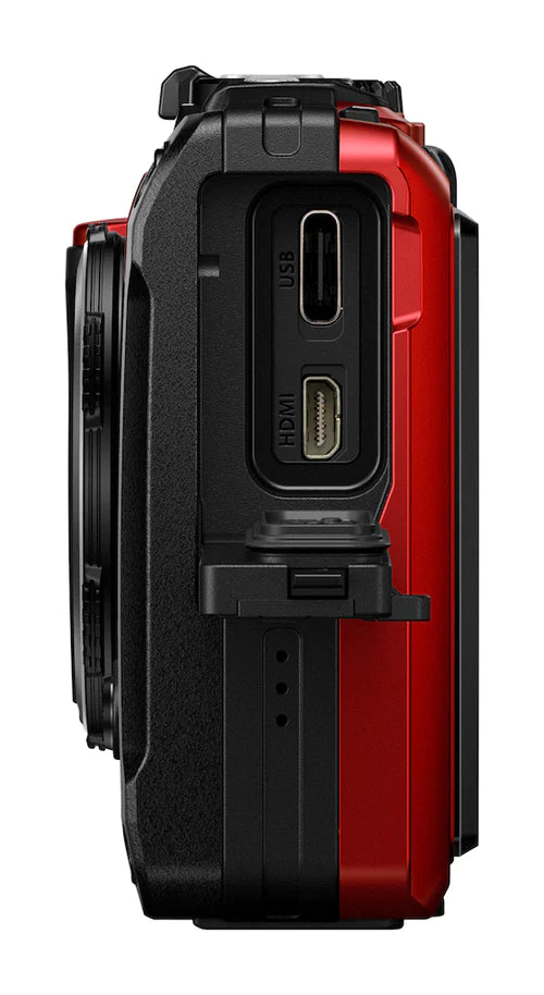 OM System TG-7 Tough Digital Camera - Red with Olympus PT-059 Underwater Housing