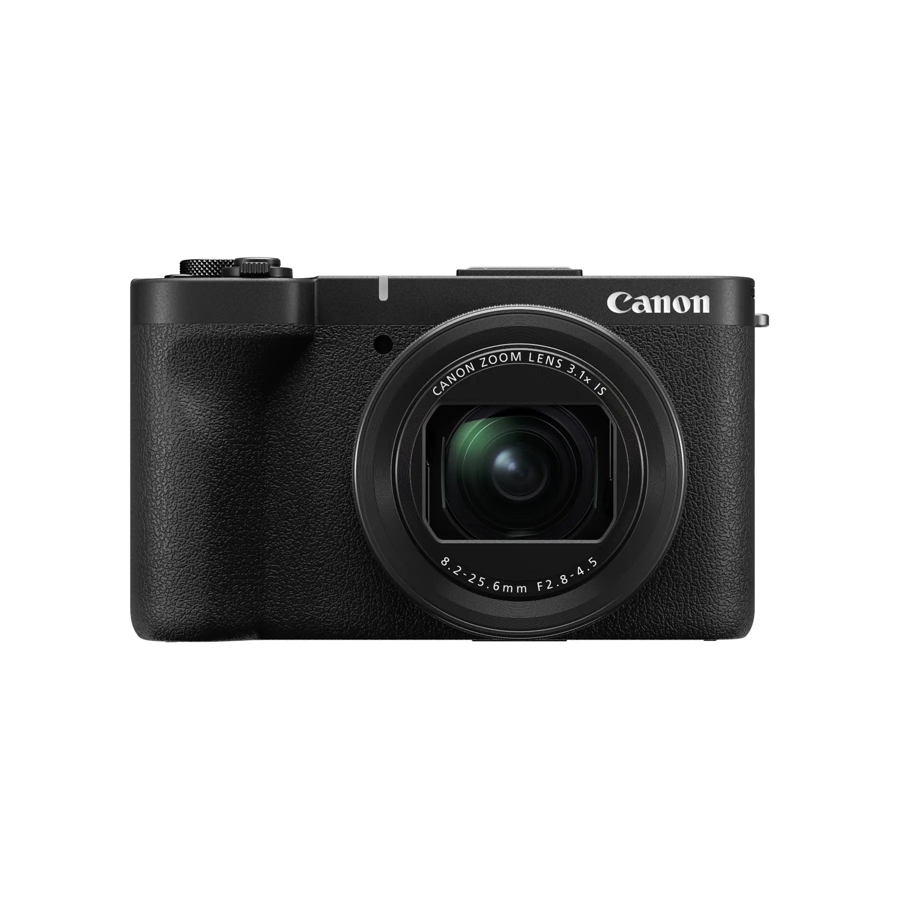 A black Canon PowerShot V1 compact camera featuring a lens, screen, and brand markings.