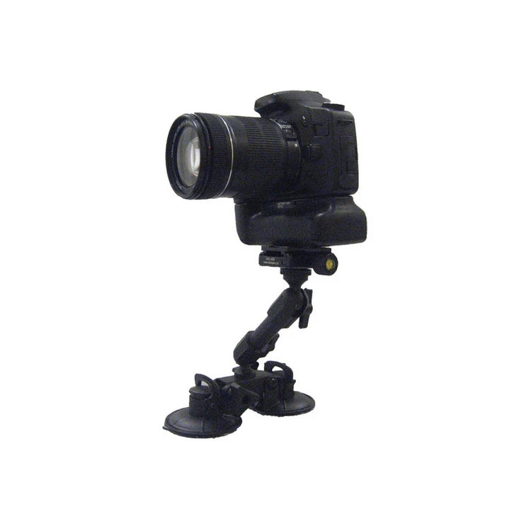 Camera mounted on a flexible arm with suction cups on a white background