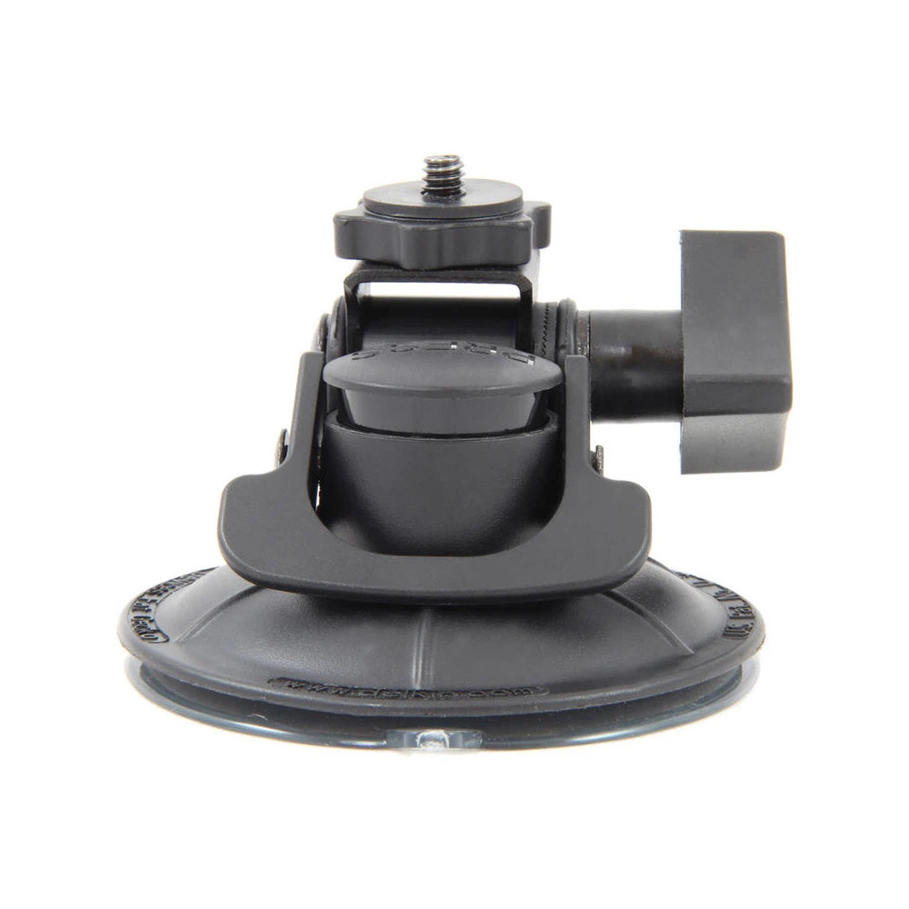 Black suction cup mount on a white background