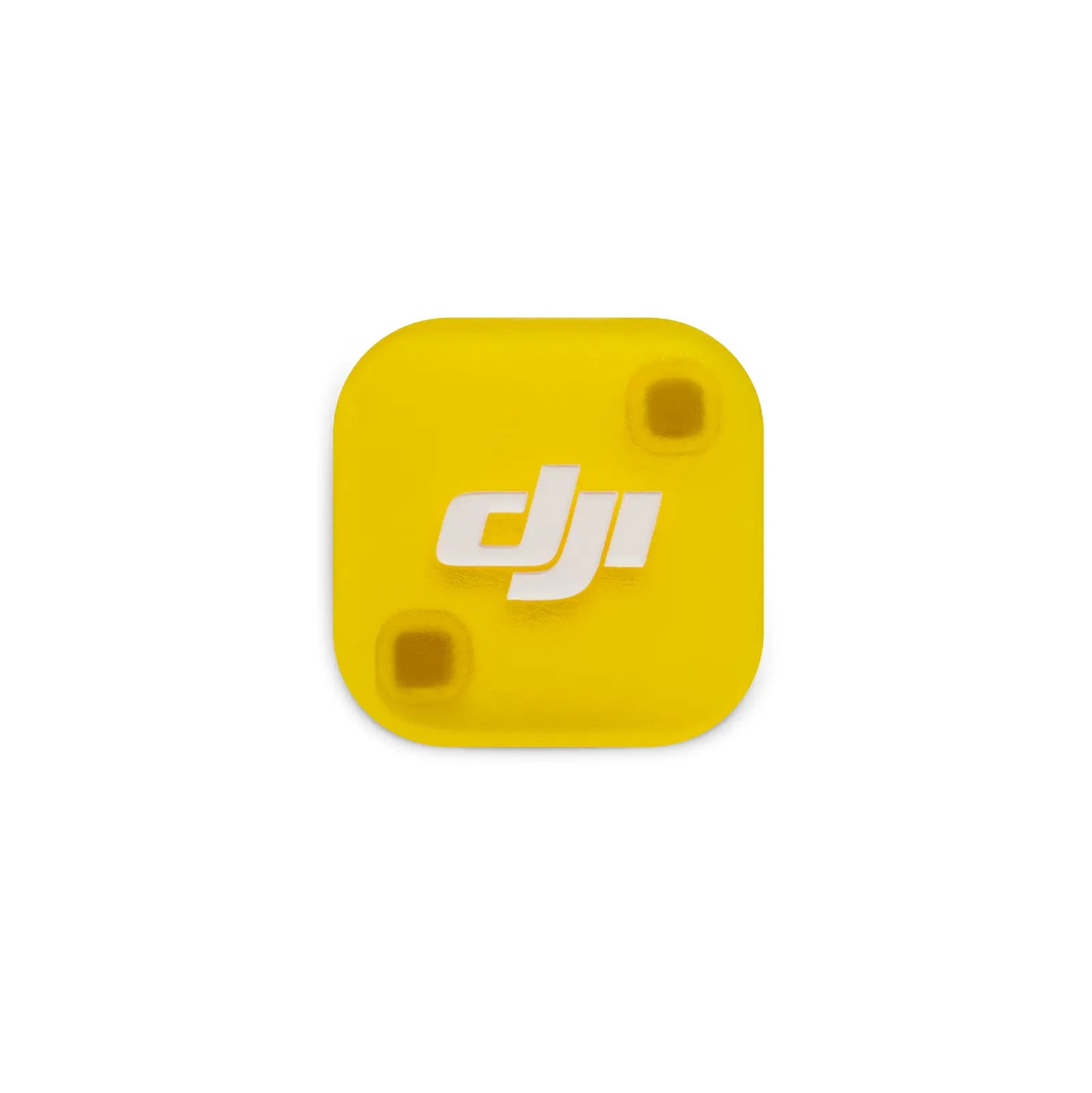 Yellow square object with DJI logo on a white background