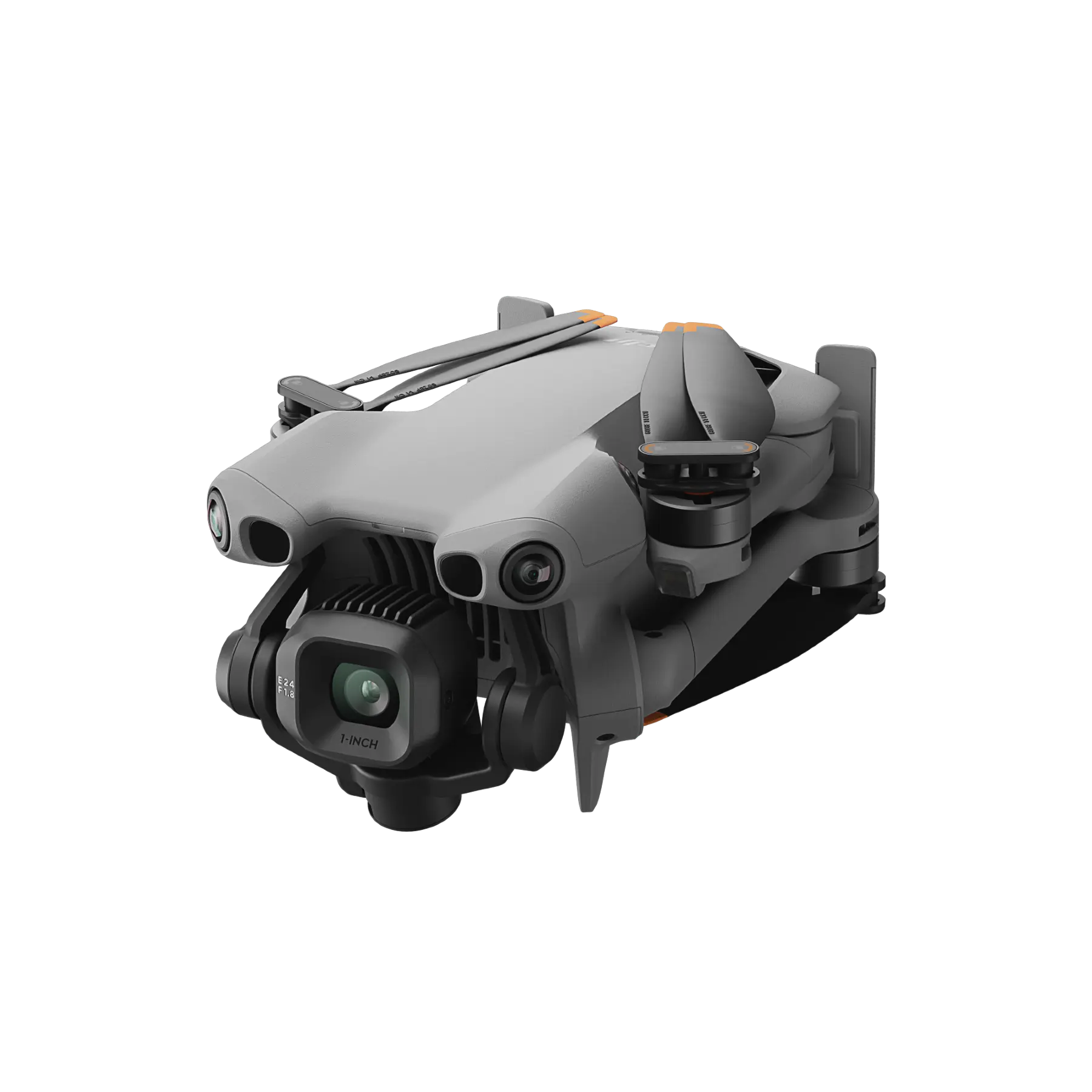 Gray drone with camera on a white background
