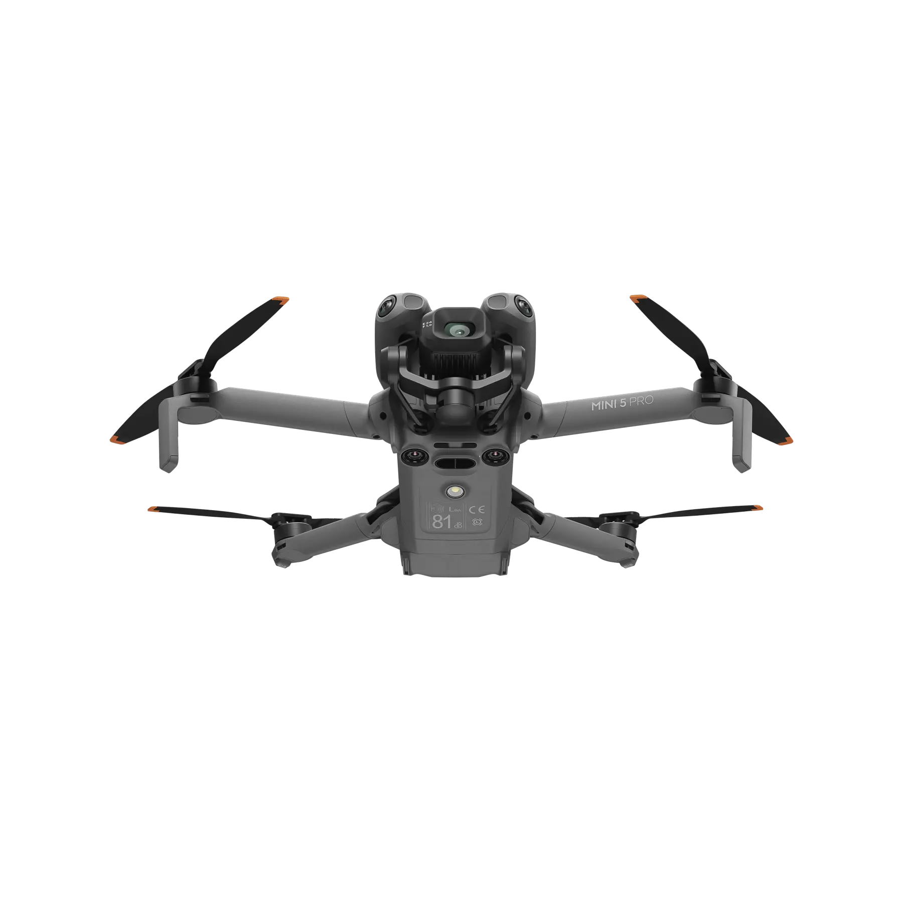 Black drone with propellers on a white background
