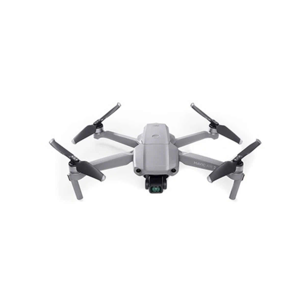 Gray drone with four propellers on a white background