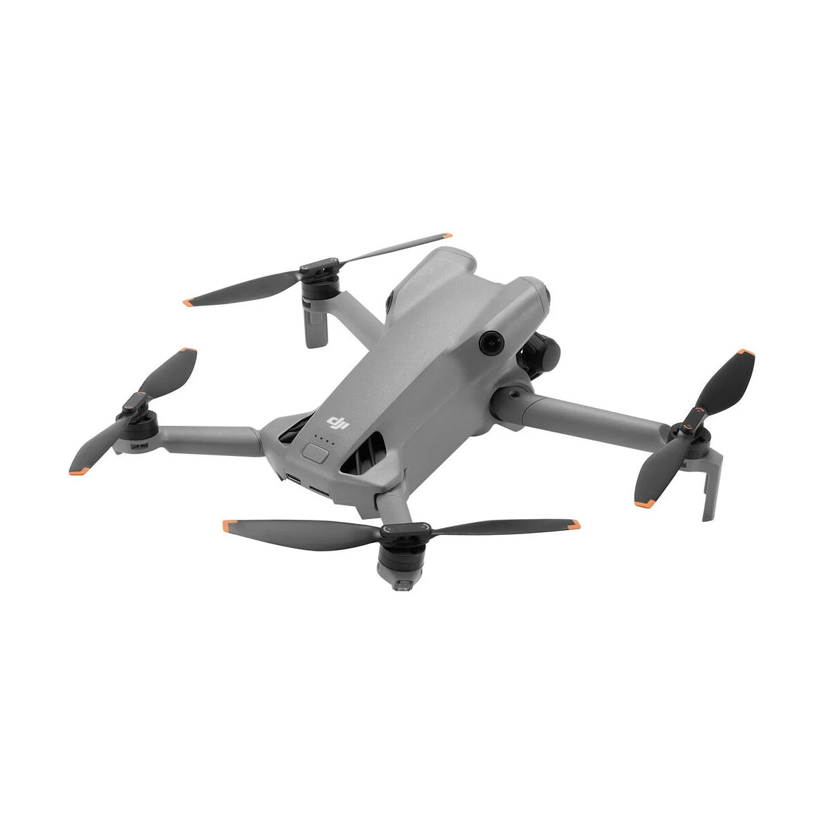 Gray drone with four propellers on a white background