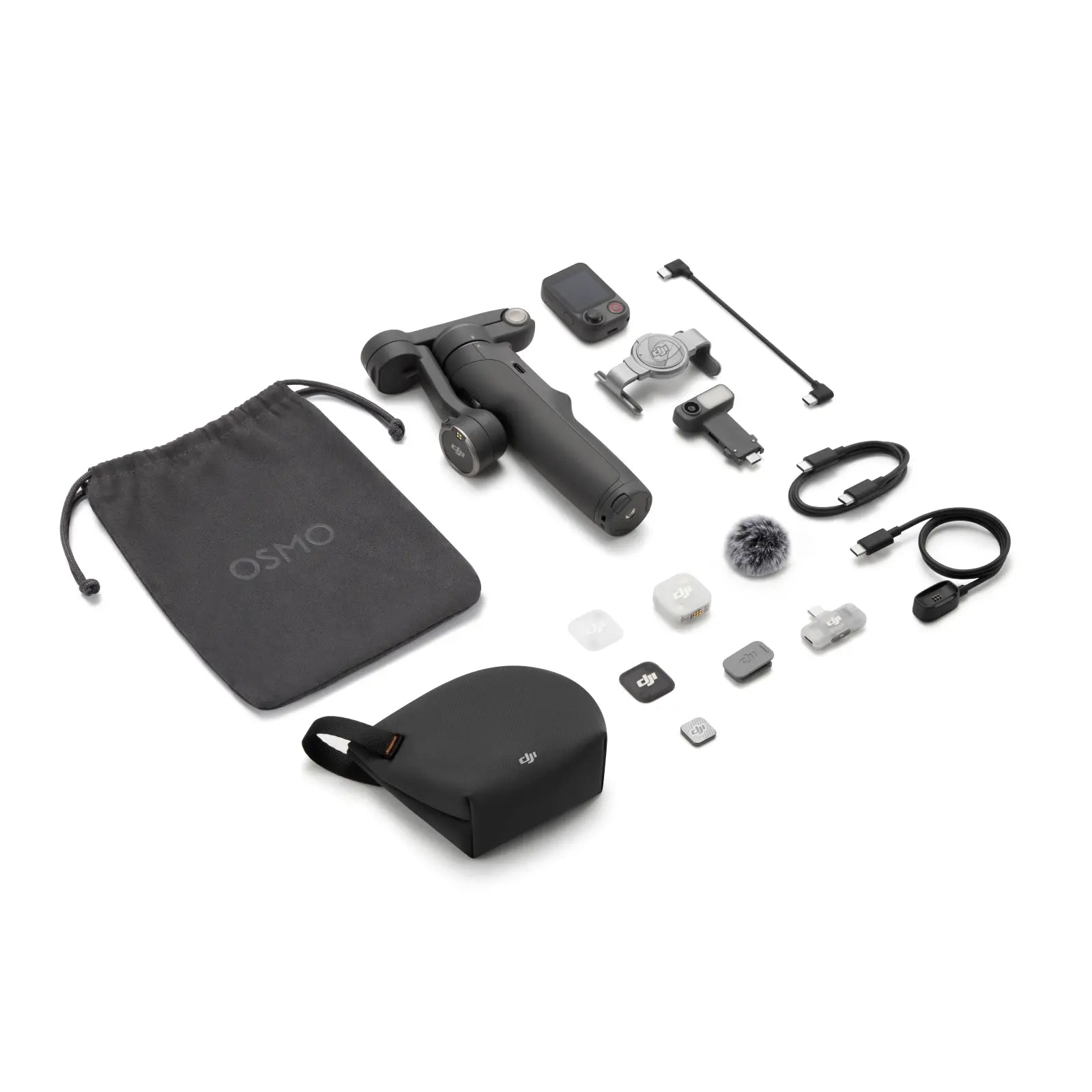 DJI Osmo accessories set on a white background