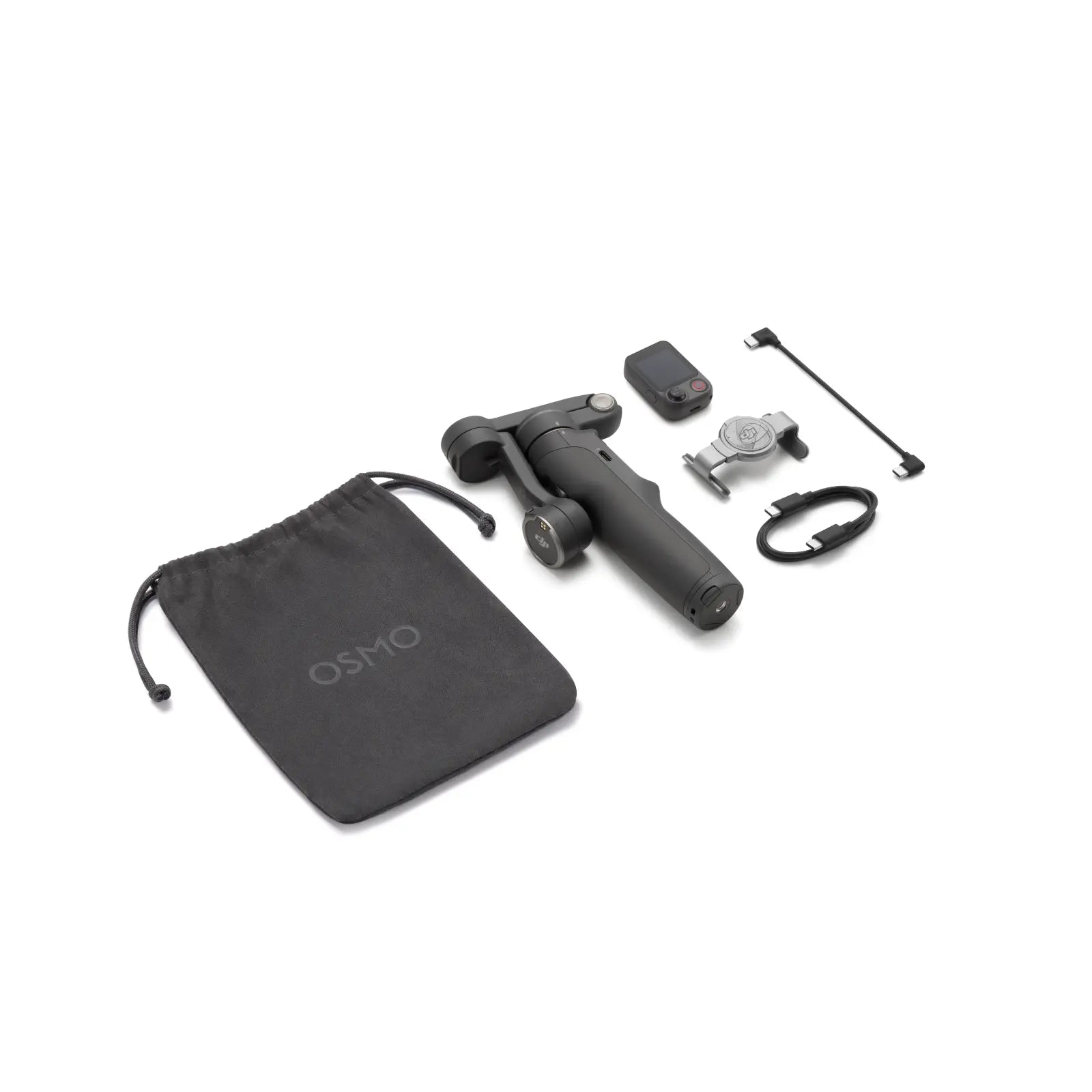 Osmo handheld stabilizer with accessories on a white background