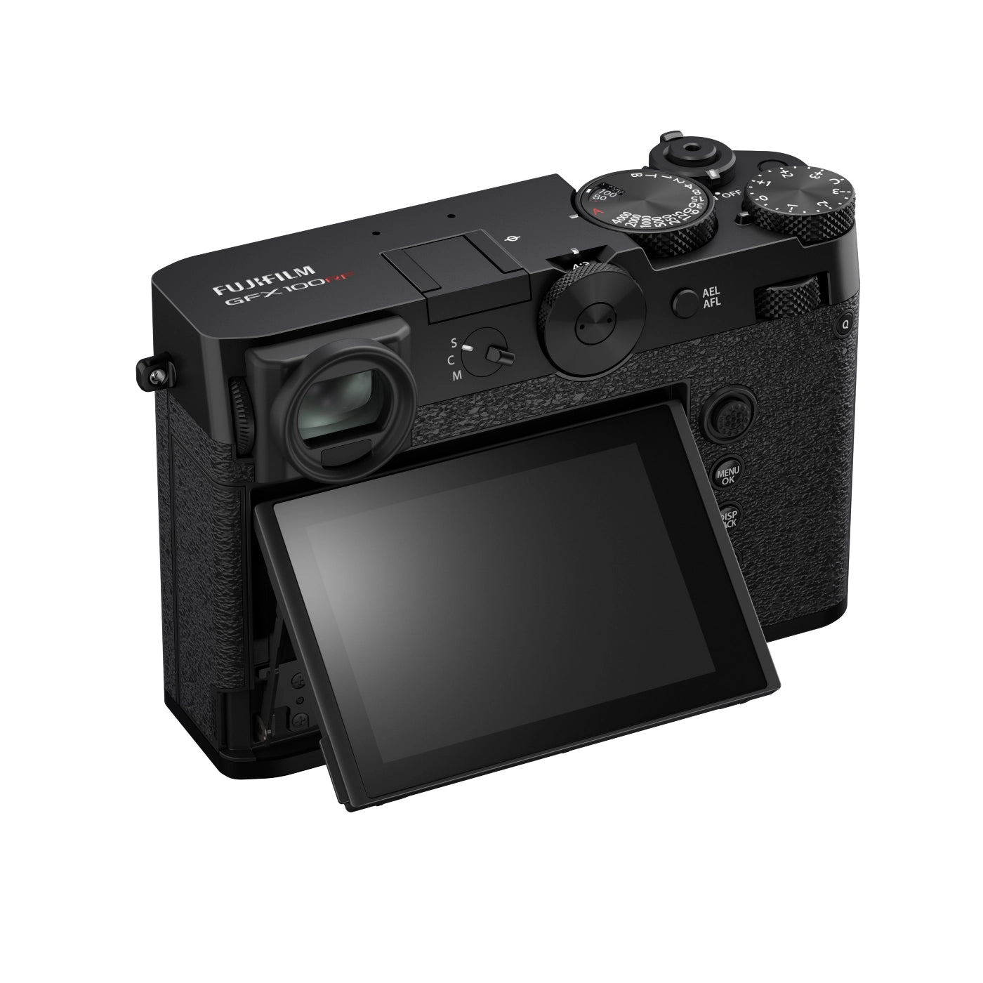 Fujifilm GFX 100 RF Fixed-Lens Medium Format Camera - Black back with screen rotated up