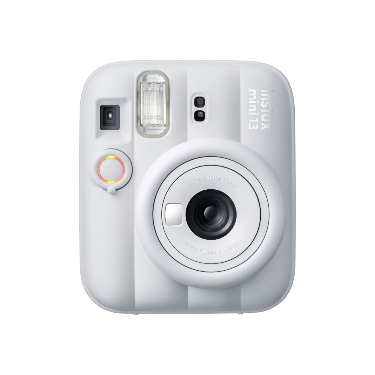 White instant camera with Fujifilm branding on a white background