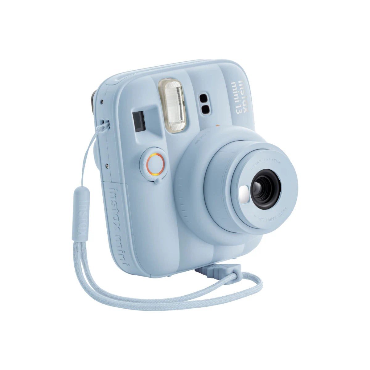 Light blue instant camera on a white background
