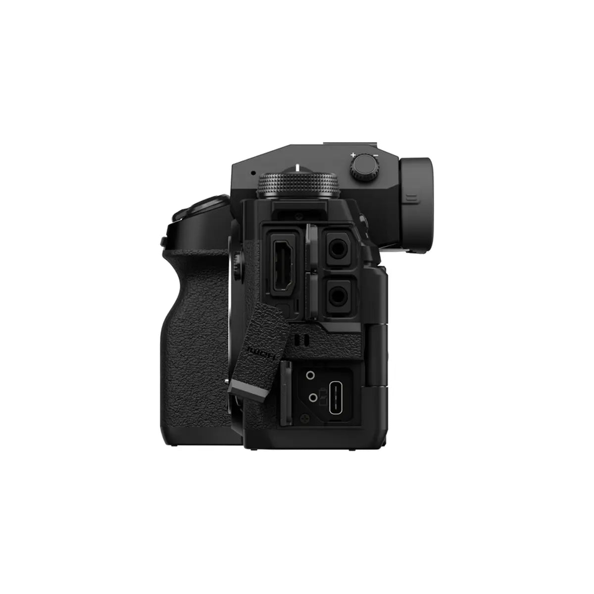 Fujifilm X-H2 Black side with media ports open
