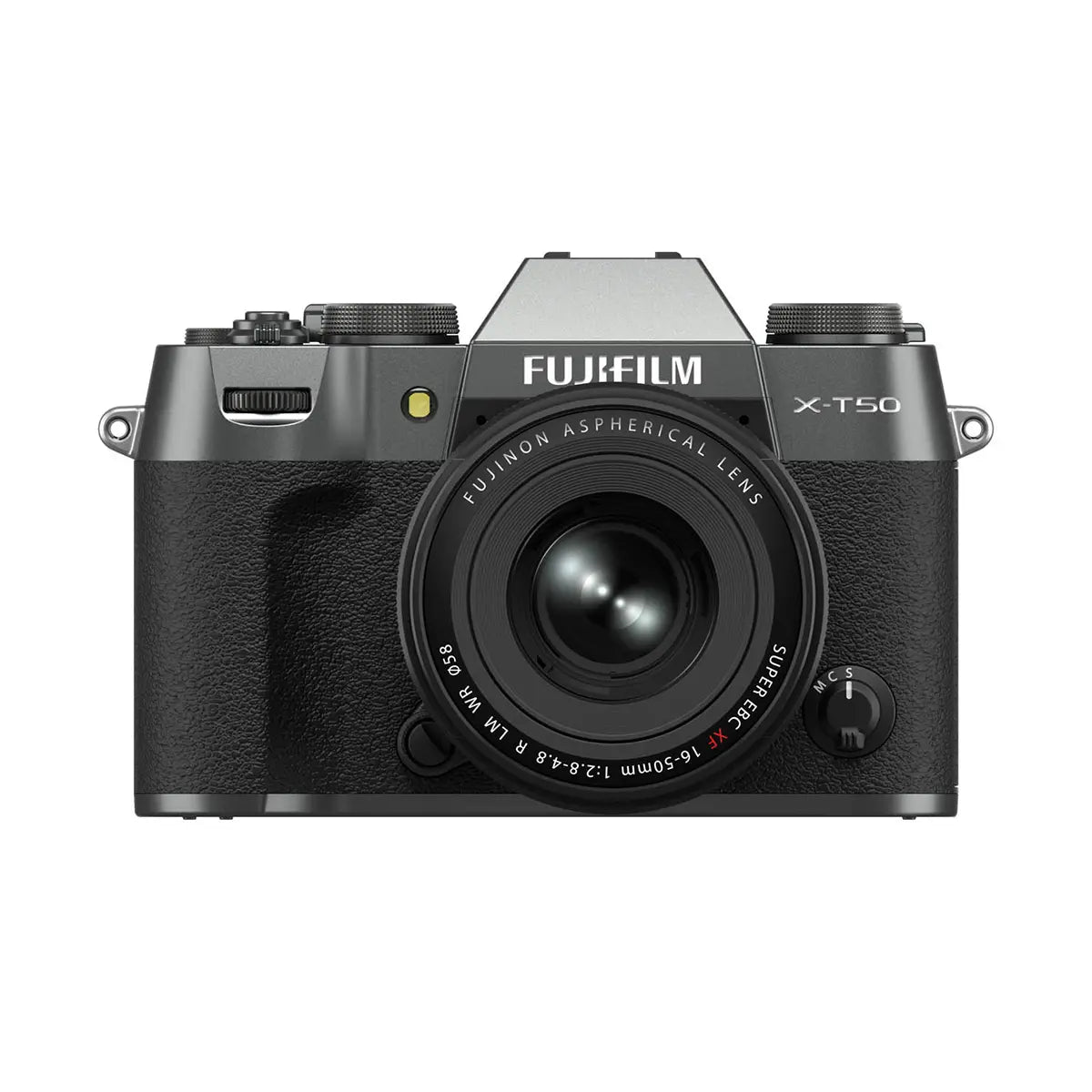Fujifilm X-T50 Camera with XF 16-50mm F2.8-4.8 R LM WR Lens - Charcoal Silver front