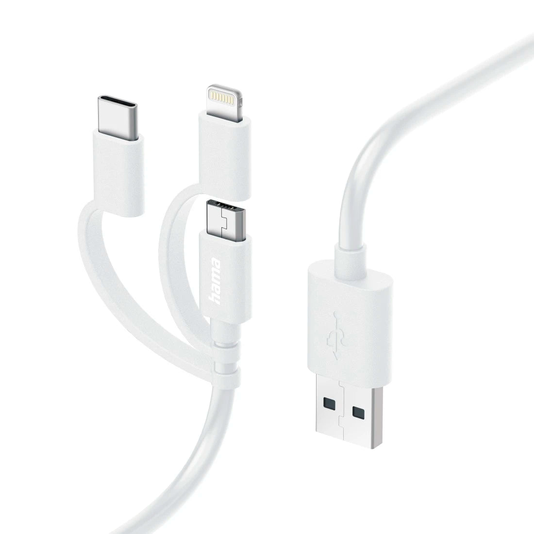 Hama 3-in-1 Multi Charging Cable (USB-A to Micro-USB, USB-C & Lightning, 1m)