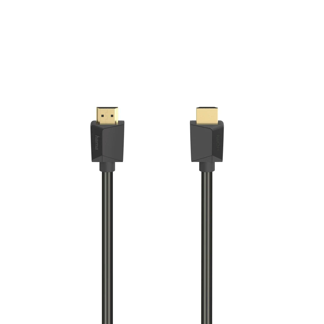 HDMI cable with black connectors on a white background