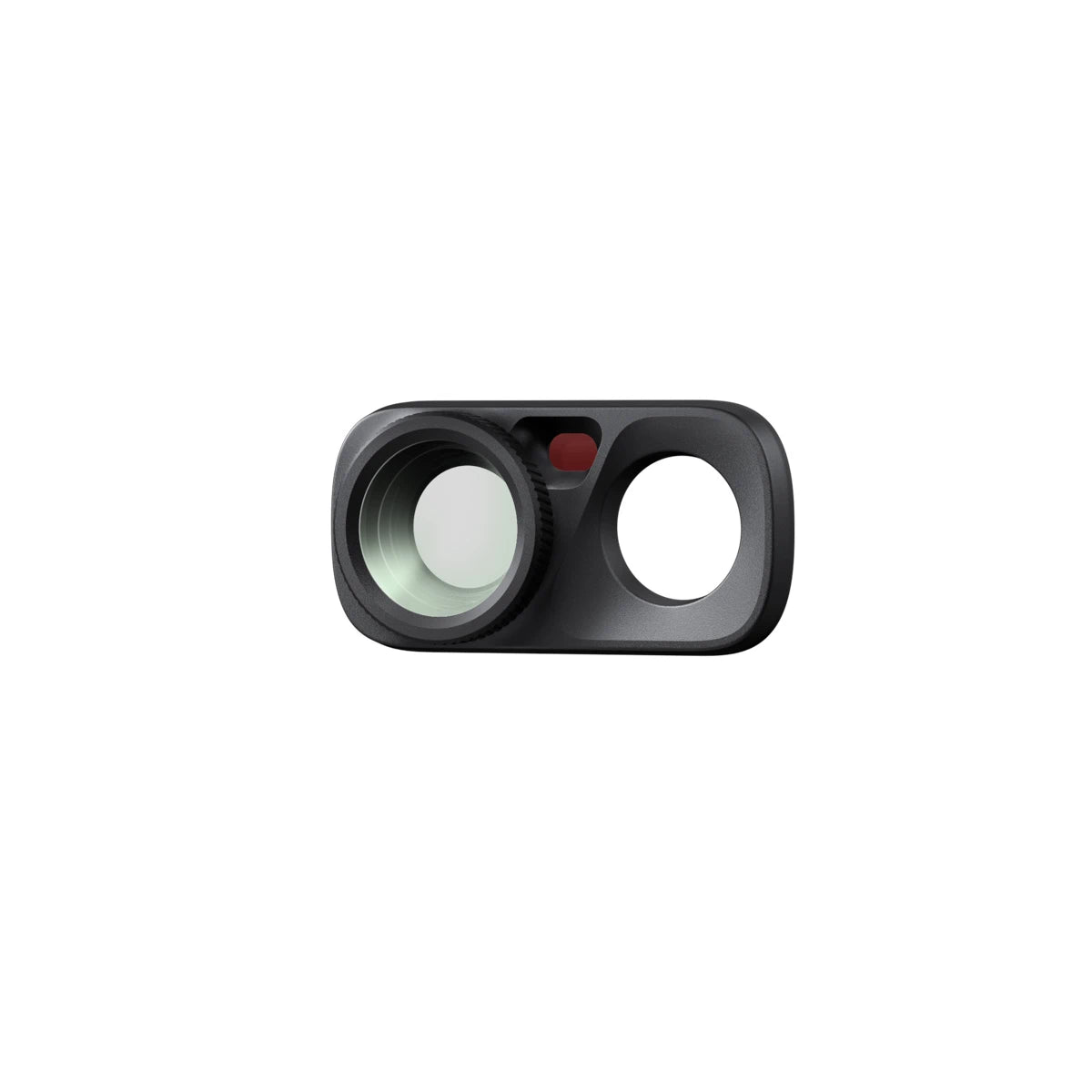 Black camera lens protector on a white background