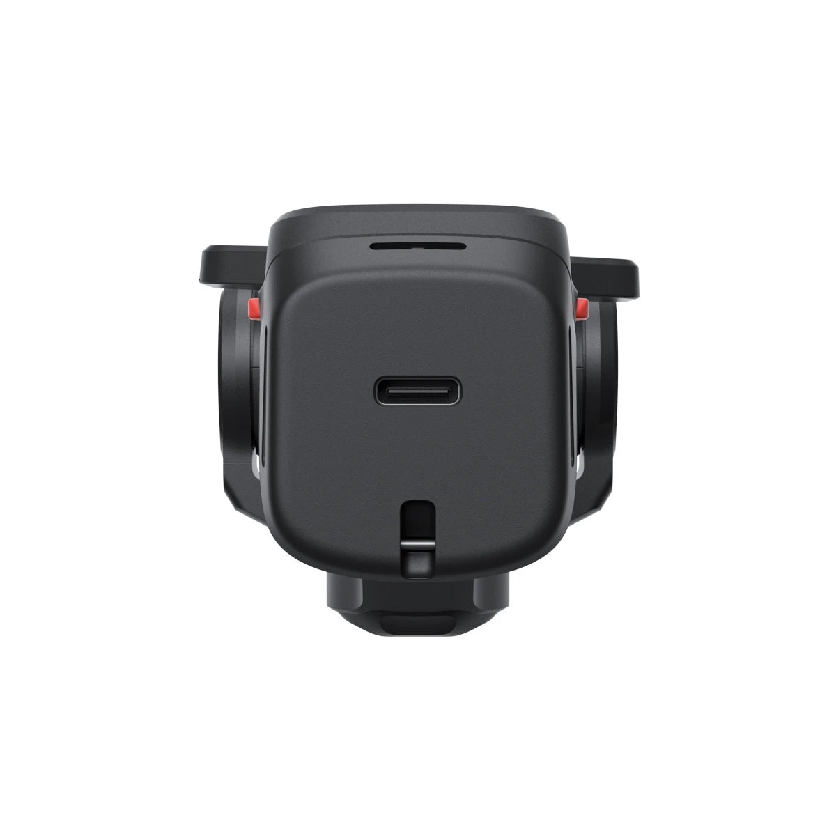 Black electronic device with ports on a white background