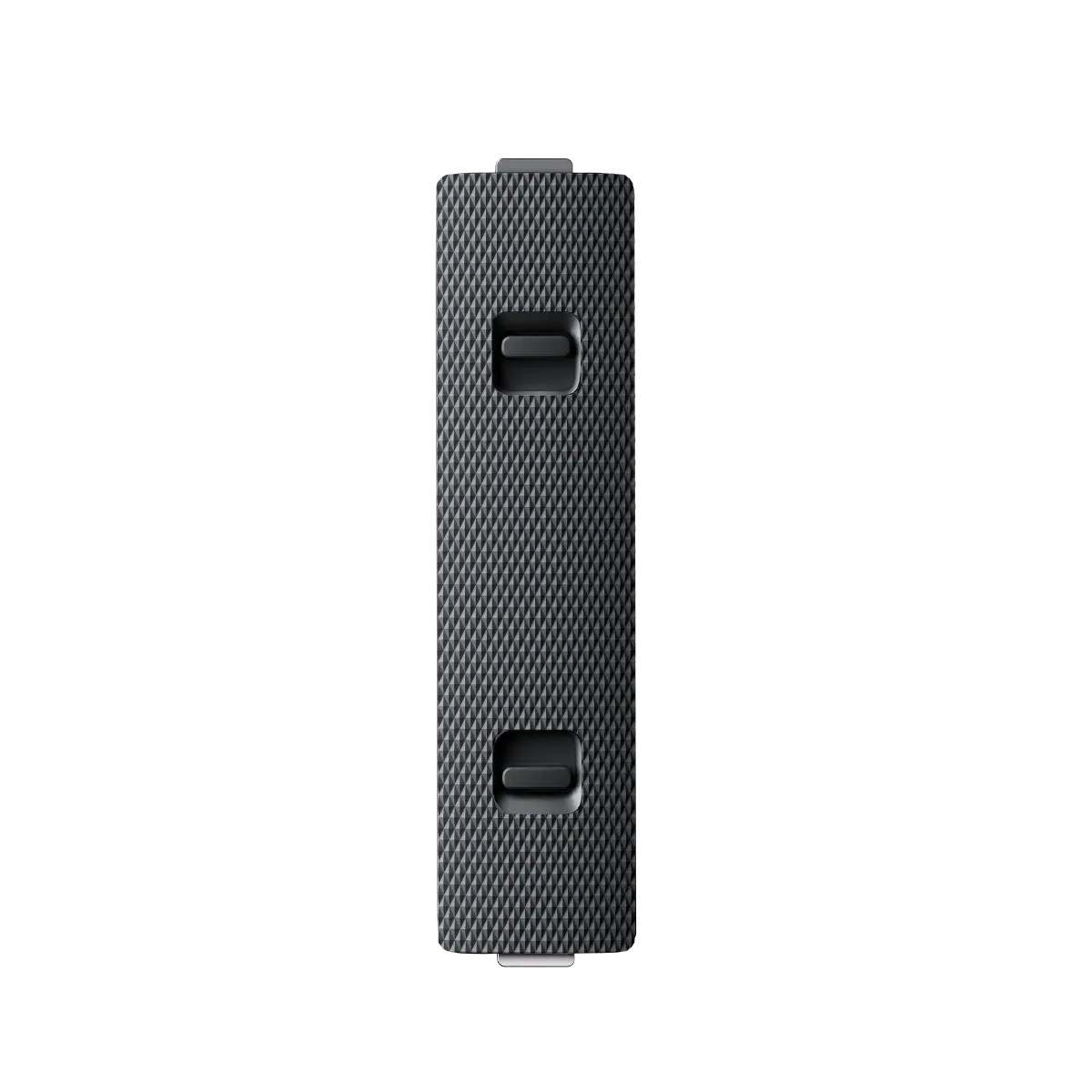 Black textured electronic device on a white background