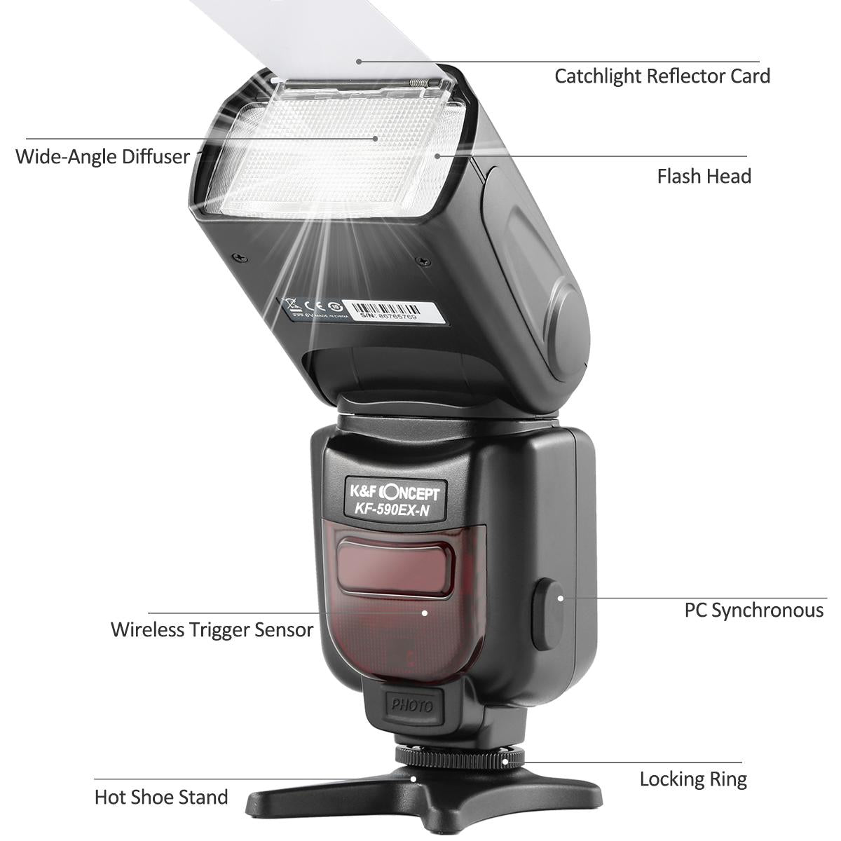 K&F Concept 590N I-TTL Flash for Nikon GN56 Auto-Focus Wireless Slave
