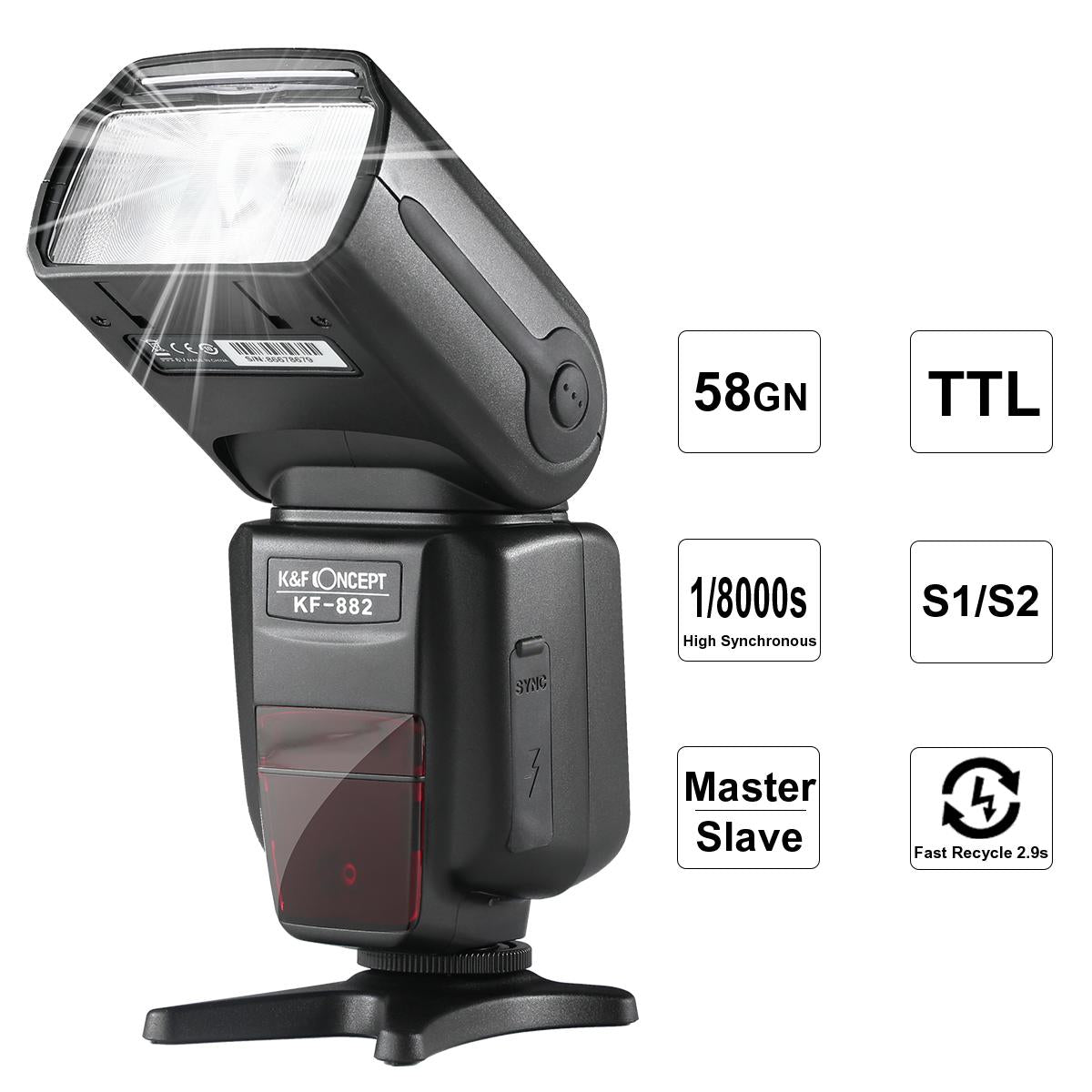 Image of K&F Concept 882 i-TTL HSS Flash for Nikon GN58 1/8000s High Speed Sync