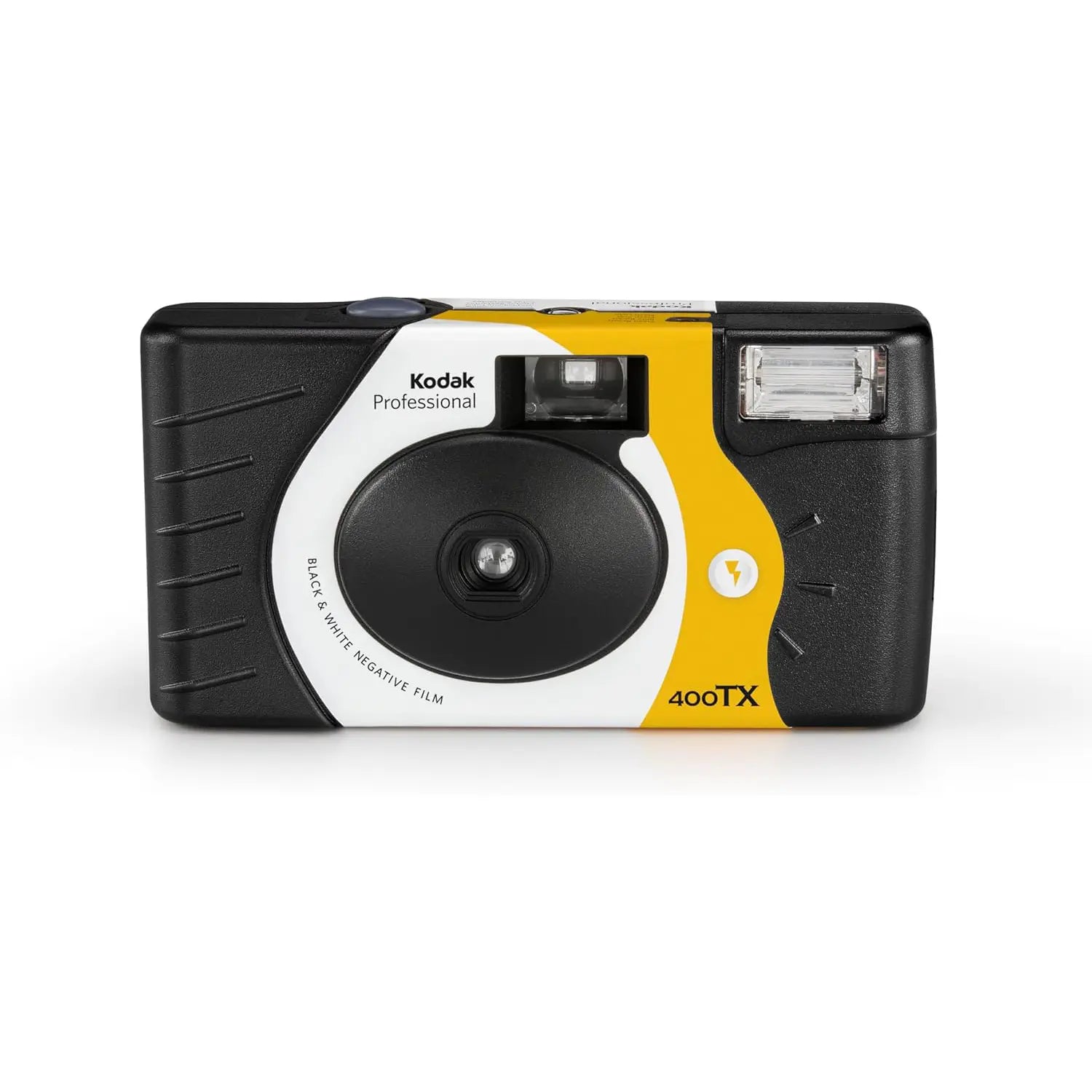 Kodak professional camera with black and yellow design on a white background