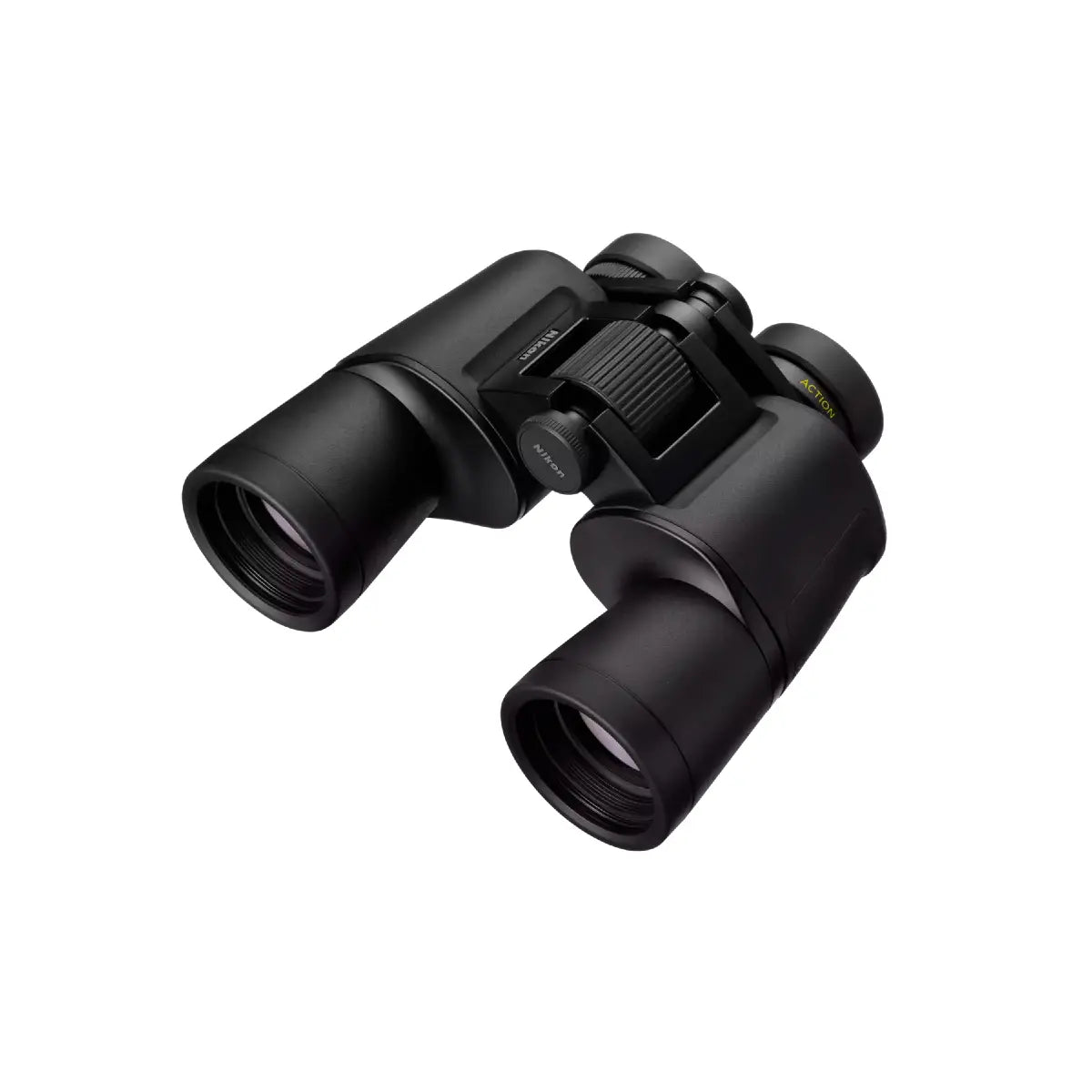 Black binoculars on a white background