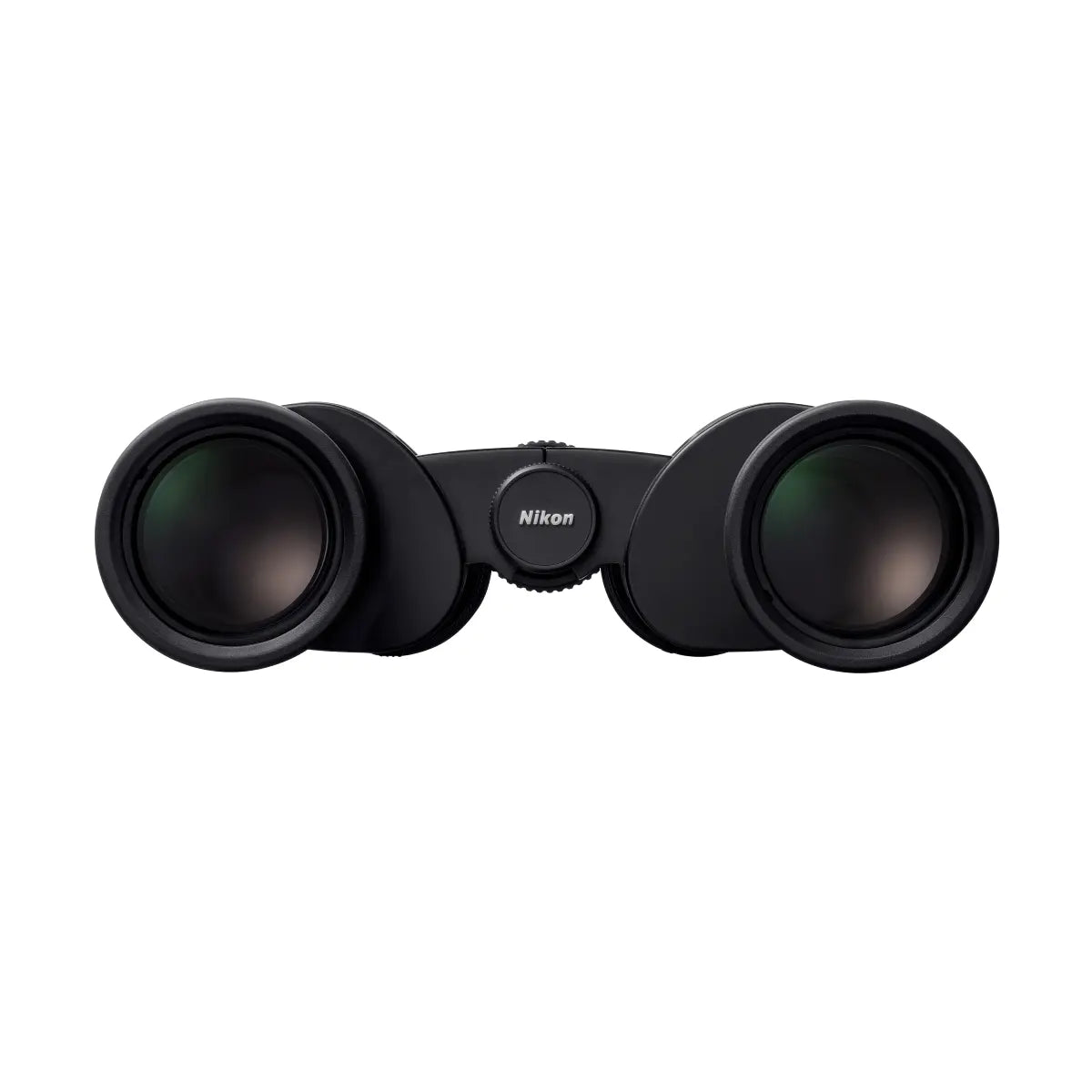 Black binoculars with Nikon logo on a white background