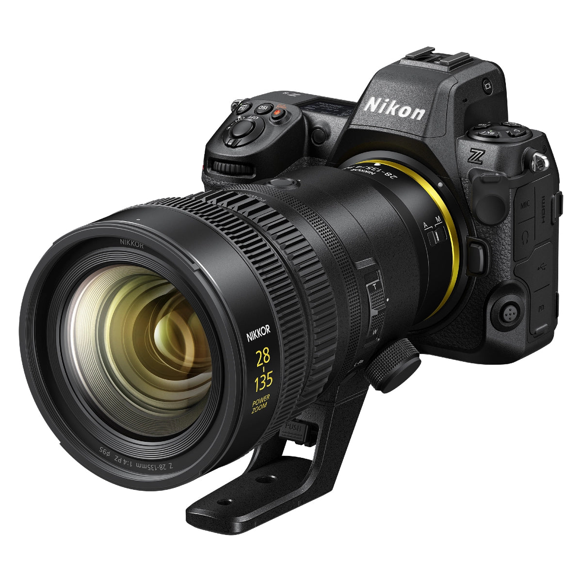 Nikon NIKKOR Z 28-135 f/4 PZ Lens front angle on camera 2