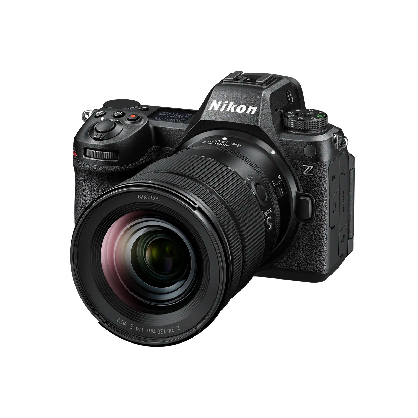 A Nikon Z6 III Mirrorless Camera with a 24-120mm f4 S Lens attached. The camera is black, with the Nikon logo visible on the top and front.