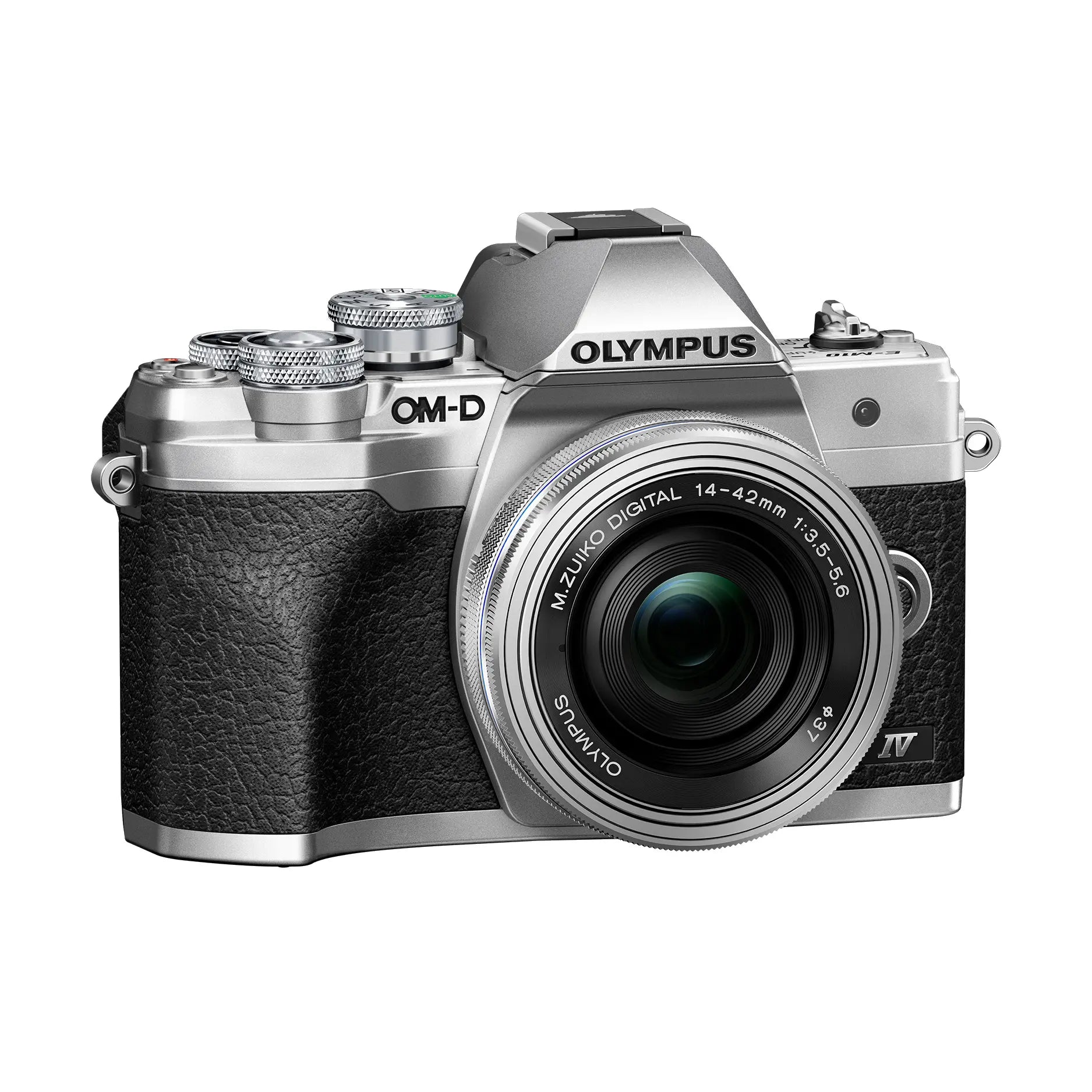 Olympus OM-D E-M10 Mark IV Camera with 14-42mm EZ Lens Kit - Silver front
