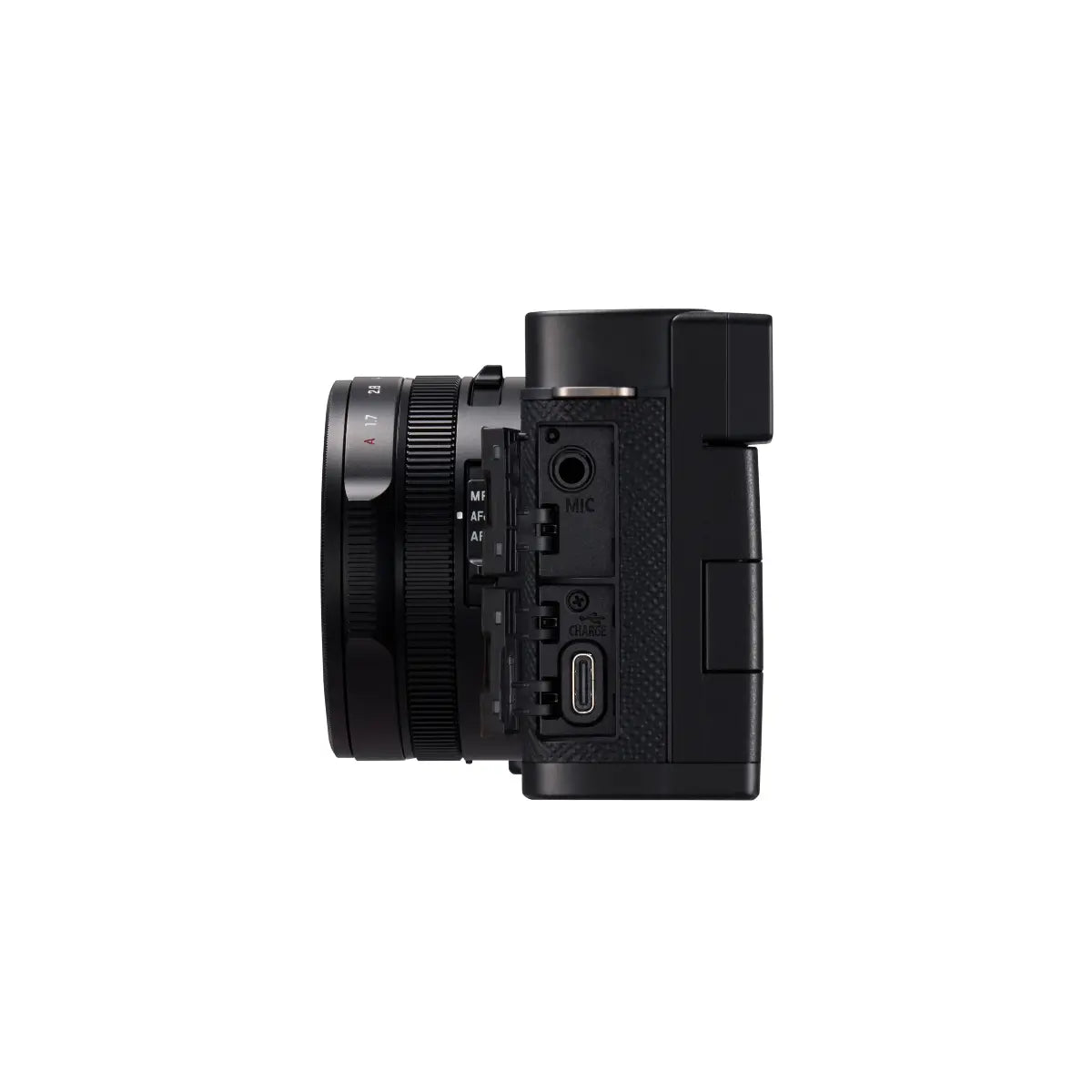 Black digital camera on a white background