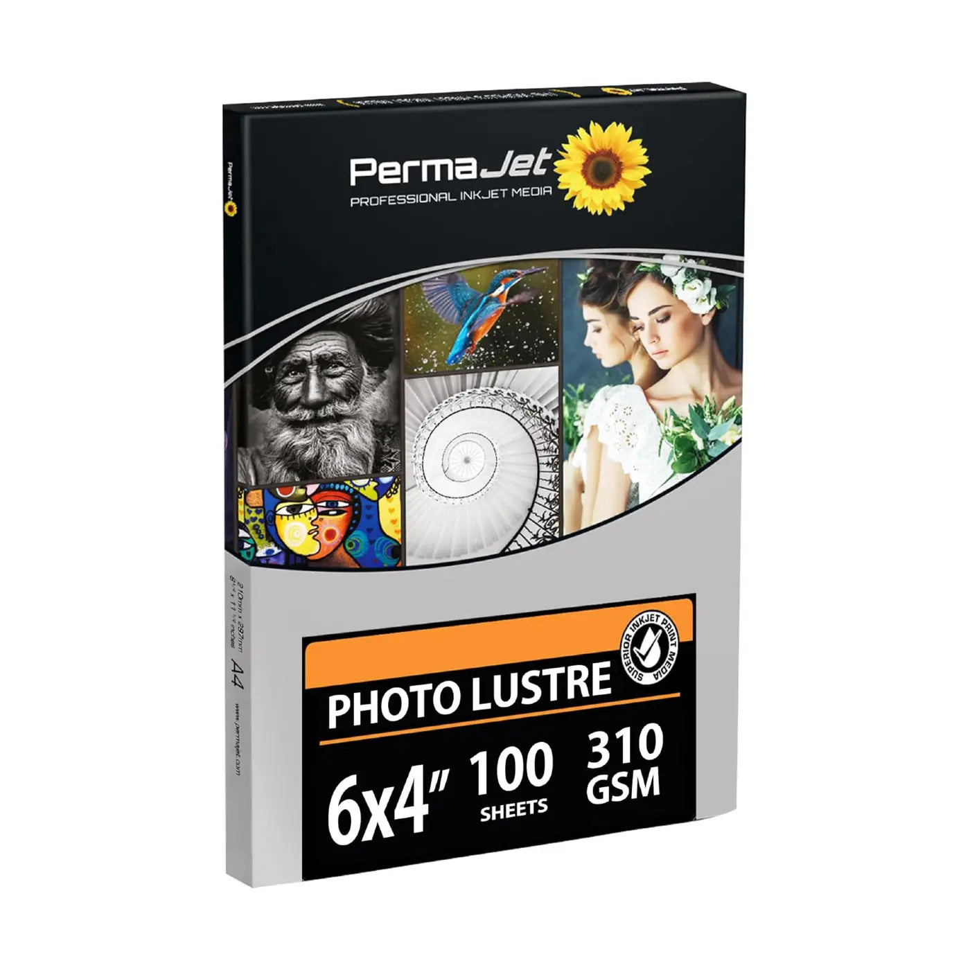 PermaJet Photo Lustre inkjet paper packaging on a white background