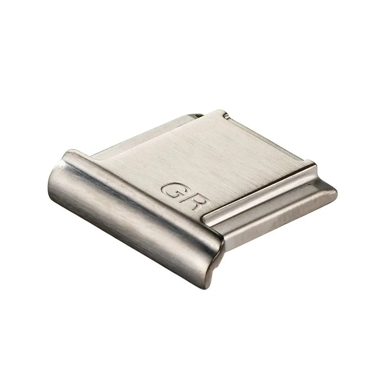 Metallic clip with 'G&R' branding on a white background