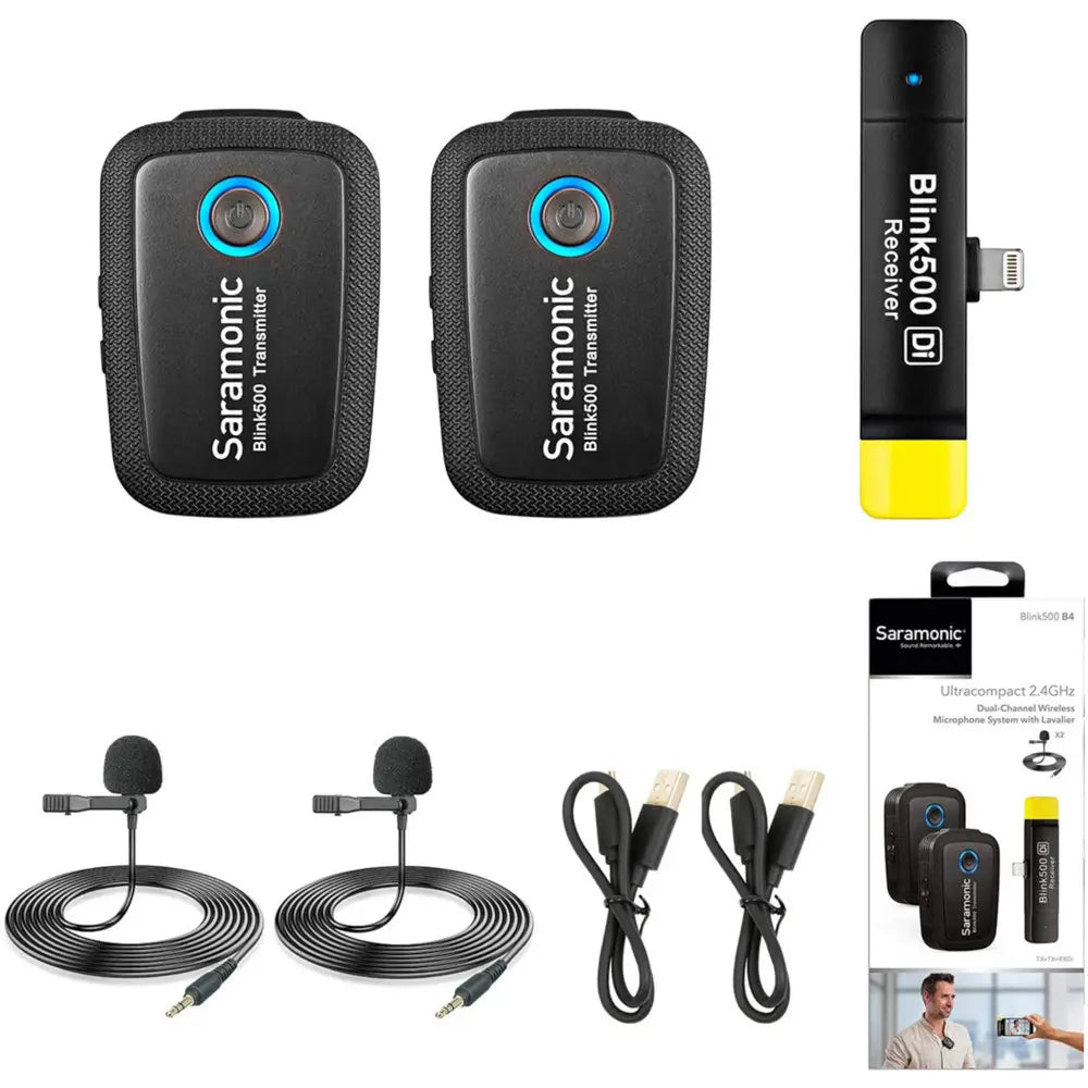 Saramonic Blink 500 B4 Wireless Microphone System with Lightning Connector – Dual Transmitter Set for iOS