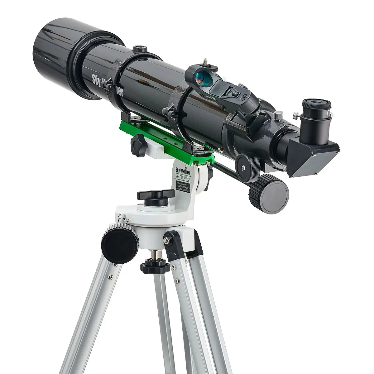Telescope with tripod on a white background