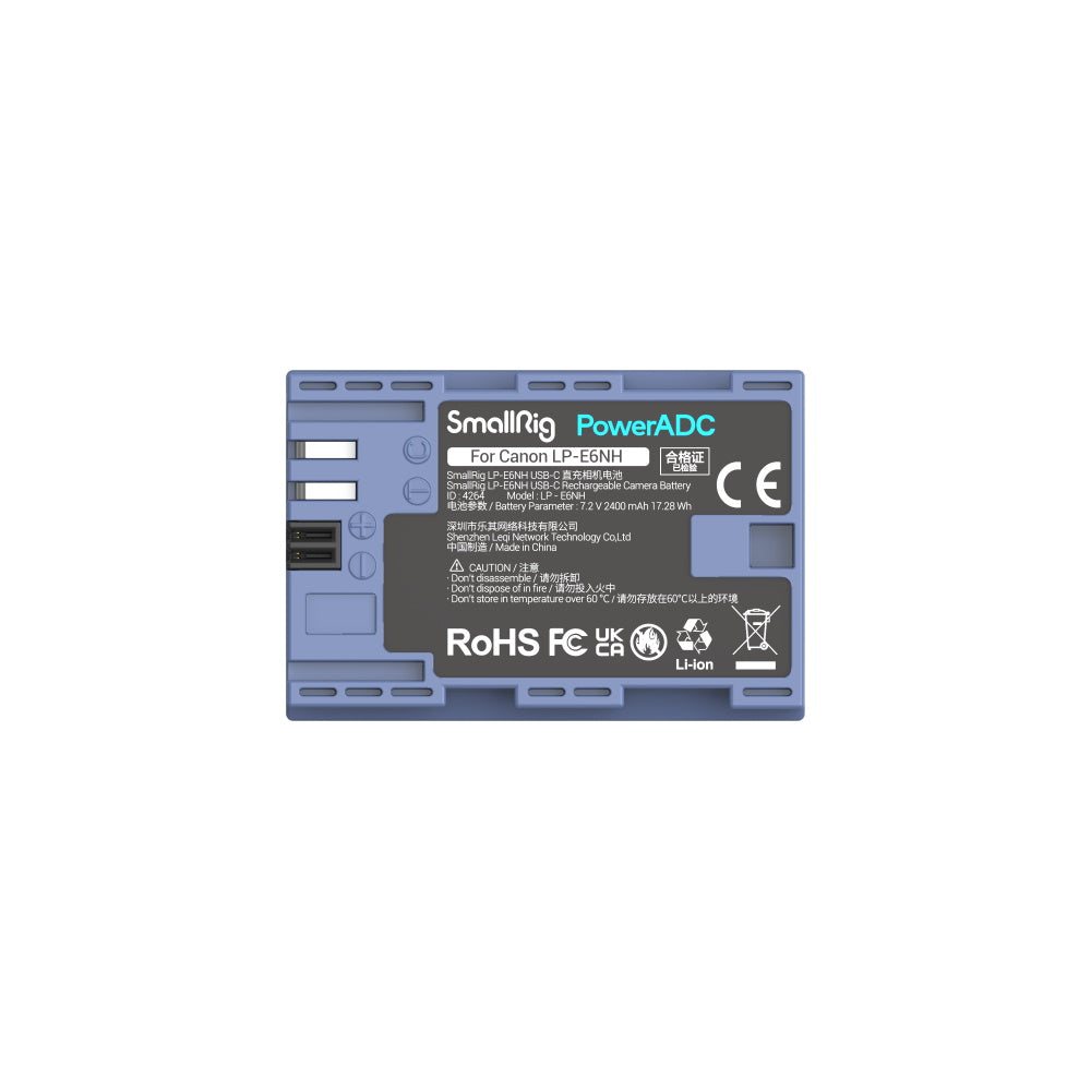 SmallRig LP-E6NH USB-C Rechargeable Camera Battery 4264 product photo of battery bottom