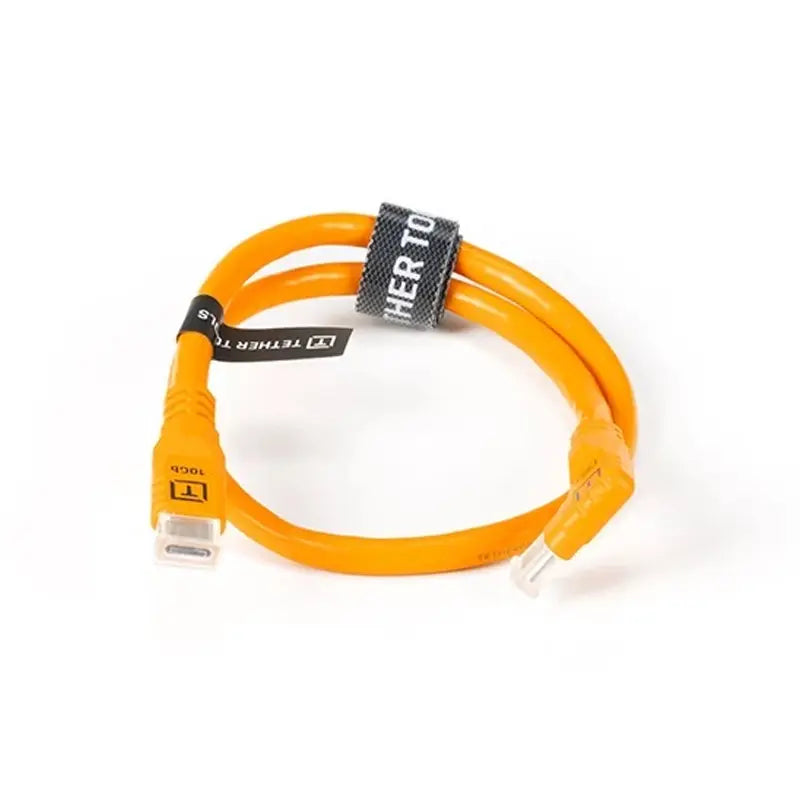 Tether Tools TetherPro Optima 10G USB-C, 20 (51cm), Straight to Right Angle Adapter Pigtail Cable, High Visibility Orange