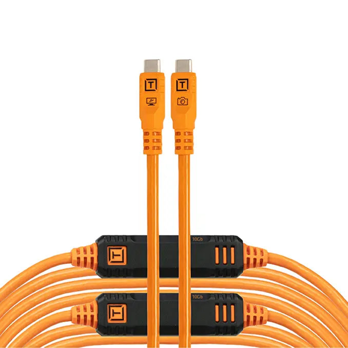 Tether Tools TetherPro Optima 10G USB-C, 31' (9.4m), Straight to Straight, High-Visibility Orange top angle