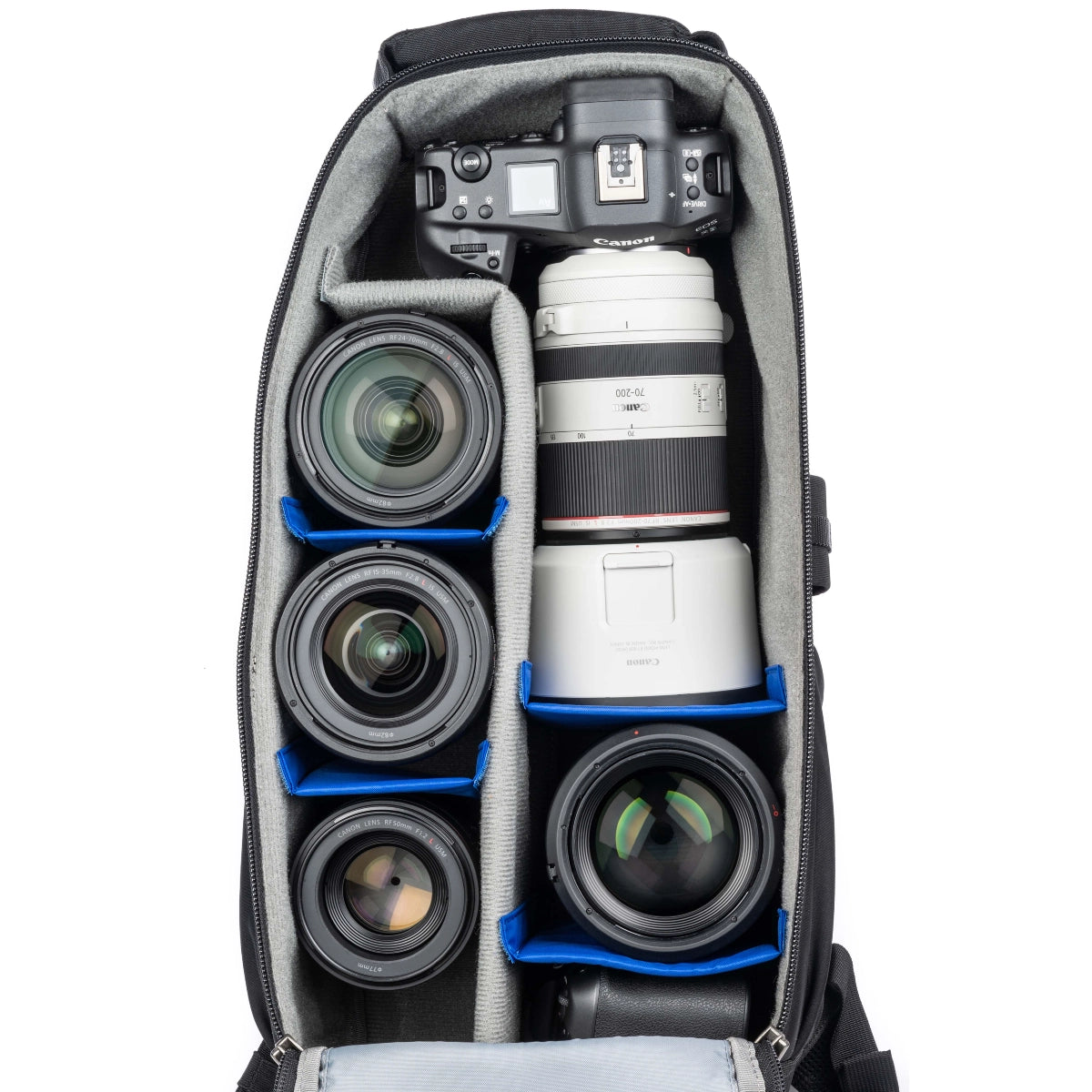 Think Tank Glass Limo™ inside angle with variouse camera gear