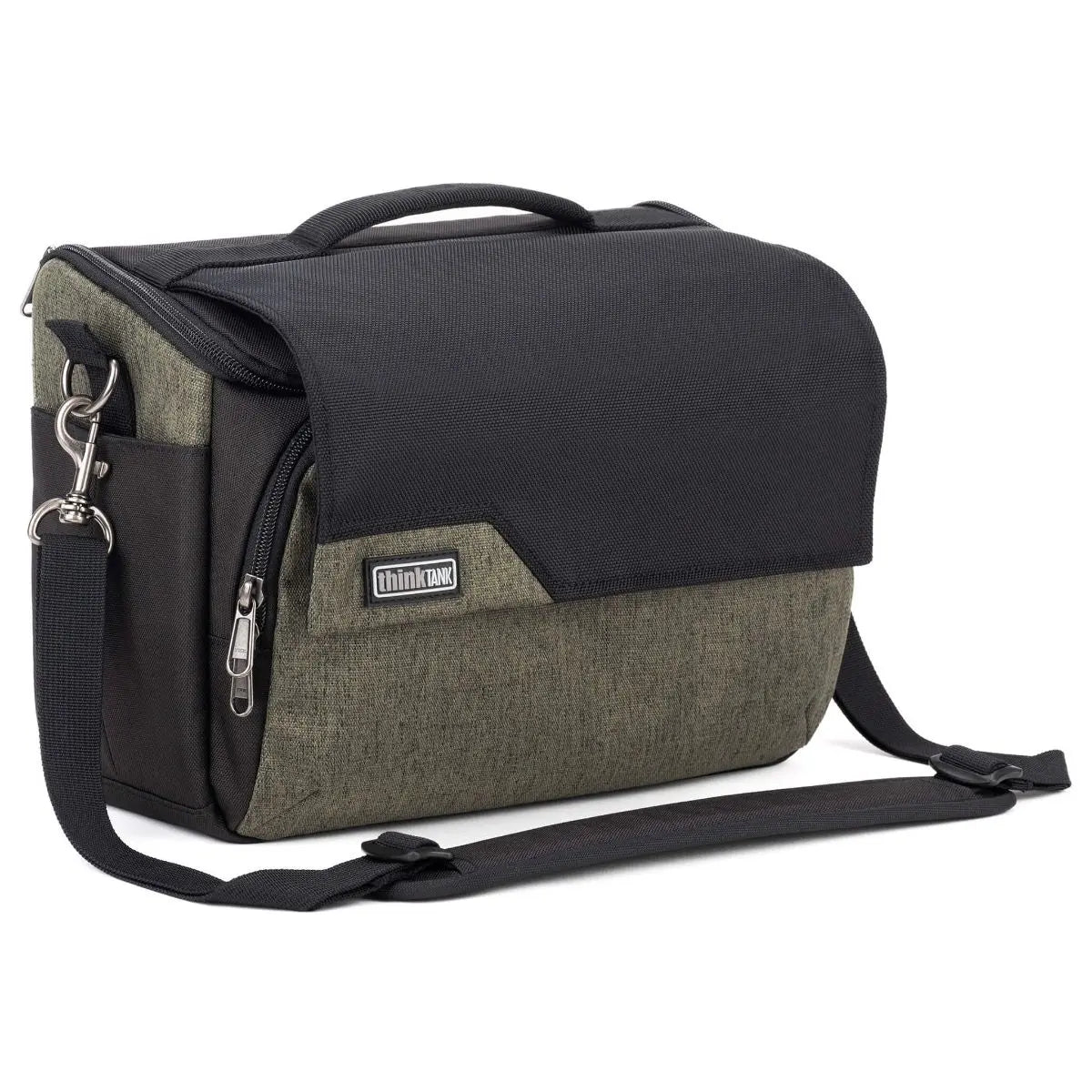 Black and gray bag with a visible brand logo on a white background