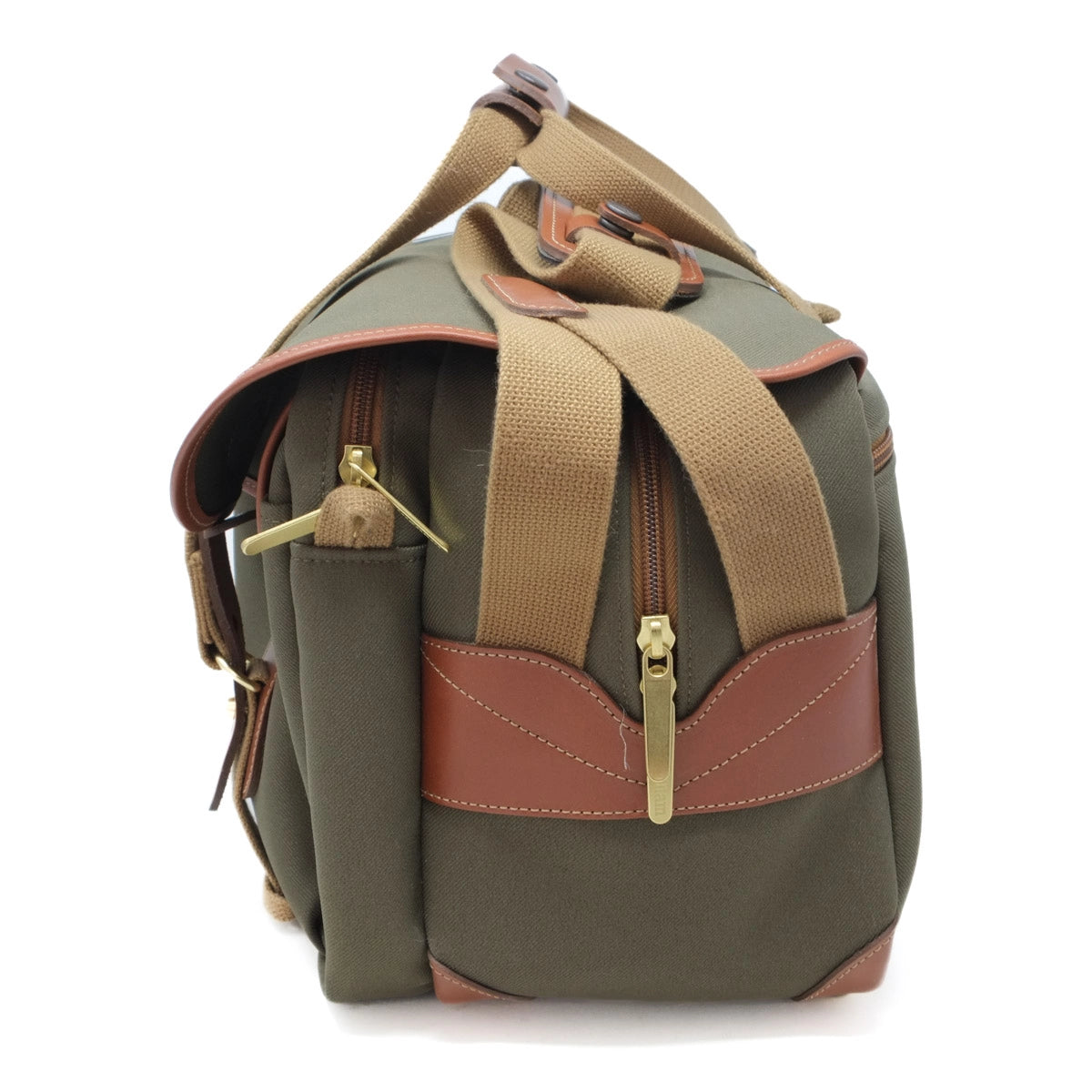 Used Billingham 335 Shoulder Bag Sage/Tan - side angle