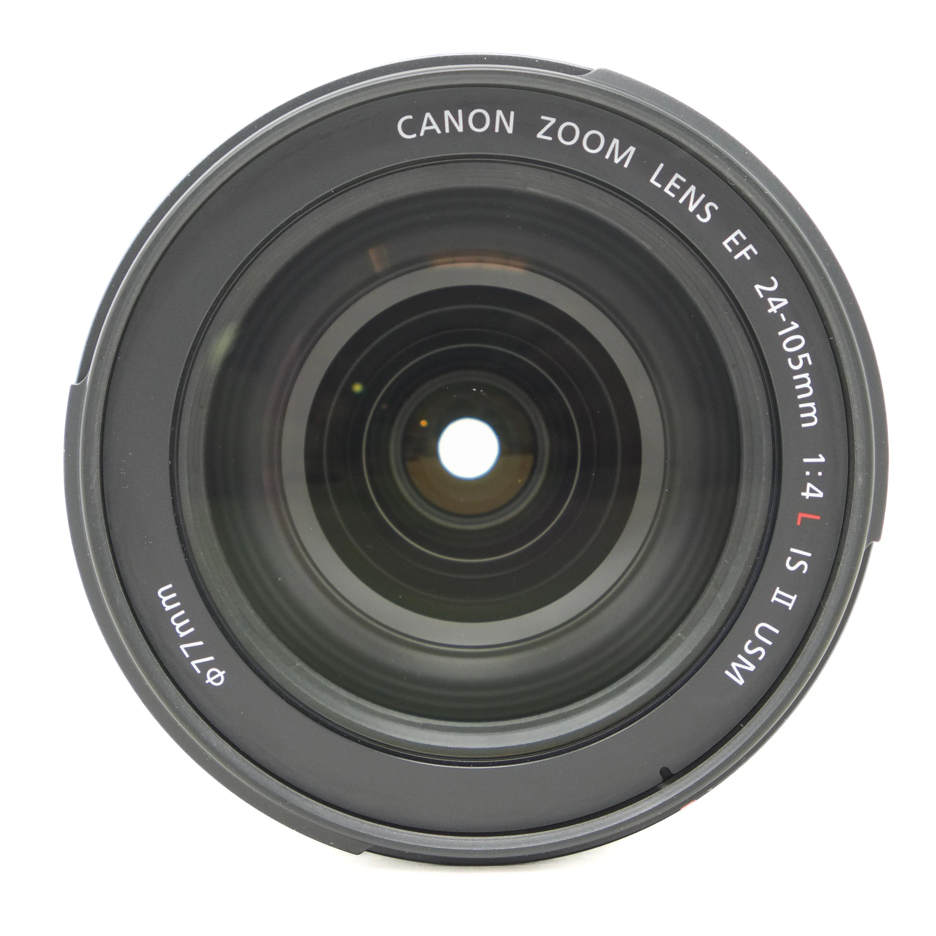 Canon zoom lens EF 24-105mm on a white background