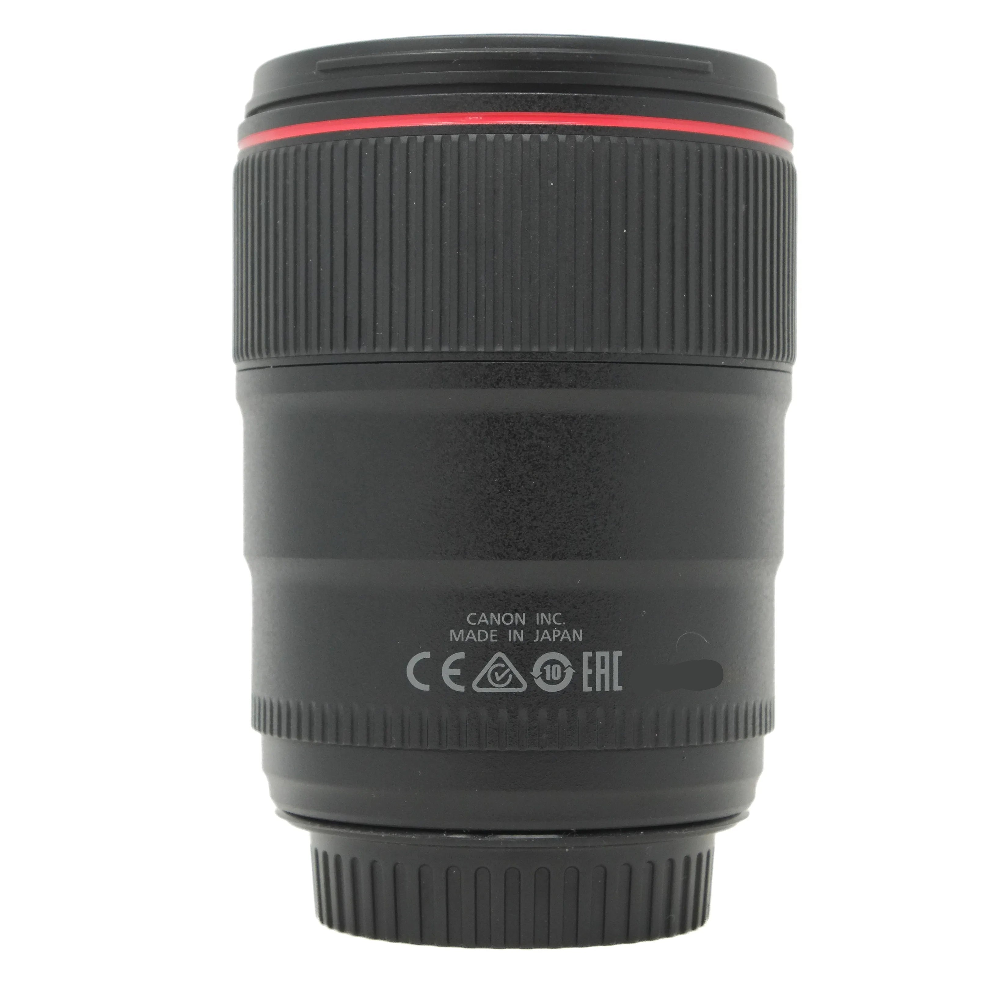 Canon camera lens with visible branding on a white background