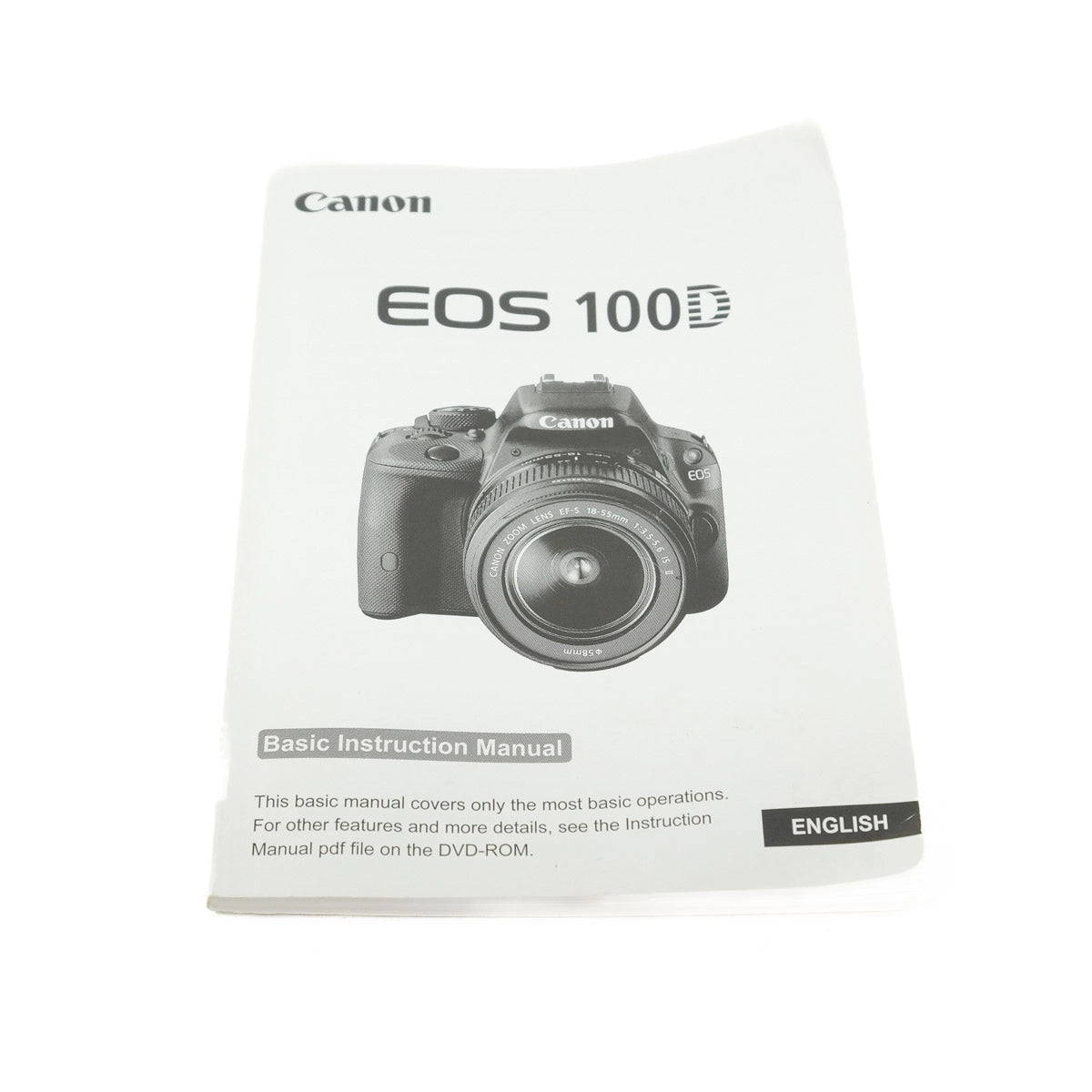 Canon EOS 100D camera manual on a white background
